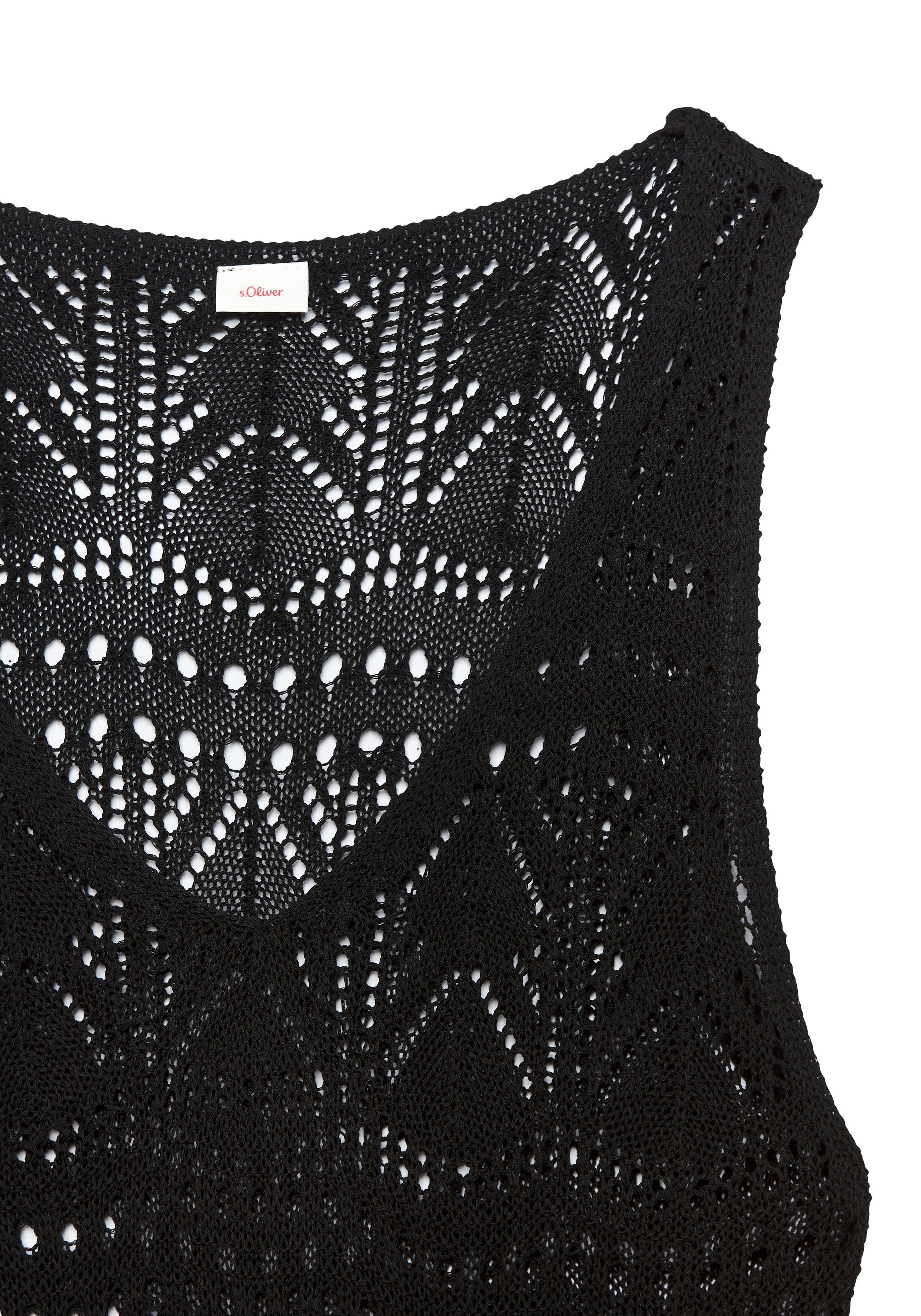 s.Oliver Strickkleid mit Ajourmuster, leicht transparentes Strandkleid