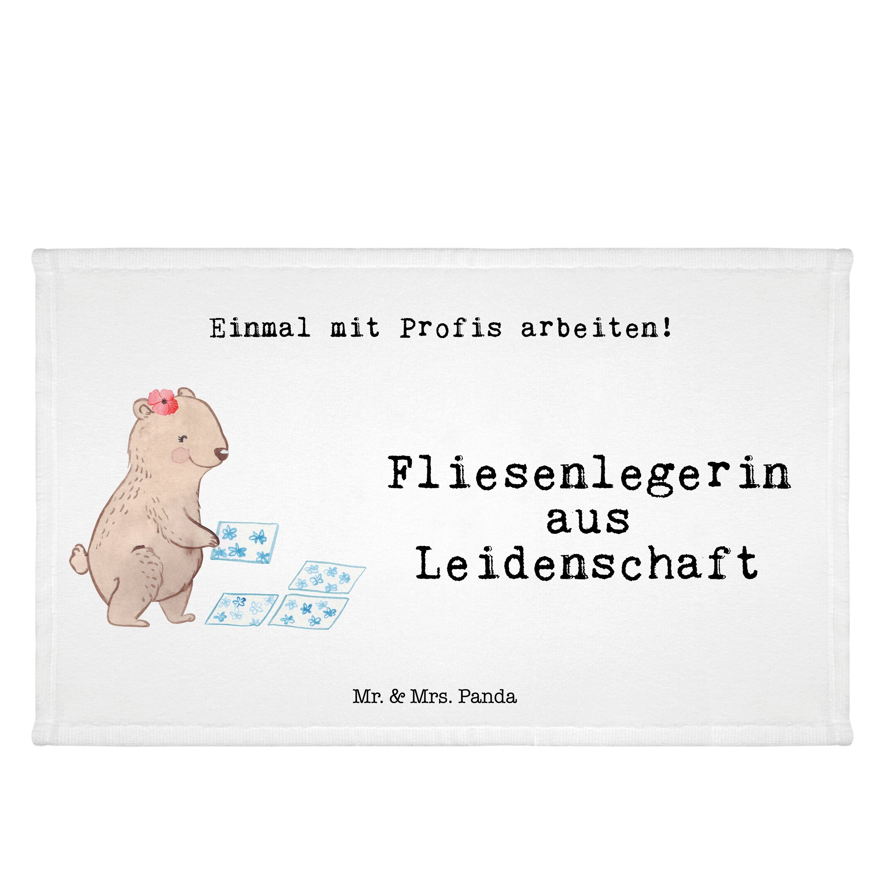 Mr. & Mrs. Panda Frottier, Geschenk, H, Leidenschaft Fliesenlegerin aus Weiß - (1-St) Kinder Handtuch 