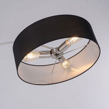 etc-shop LED Bogenlampe, Leuchtmittel nicht inklusive, Bogenstehleuchte Standlampe Bogenlampe 3 flammig Stoff schwarz H 200cm