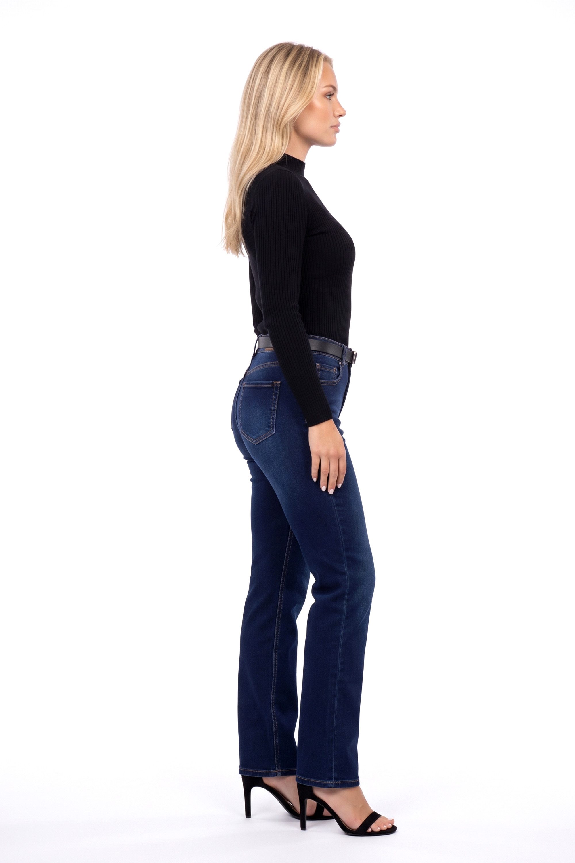 ESRA Straight-Jeans Damen Stretch-Jeans Premium Baumwolle Jeanshose Damen Straight Fit G14 Straight Jeans Damen High Waist Stretch Jeans Damen Regular Hose – Bild 5 von 5