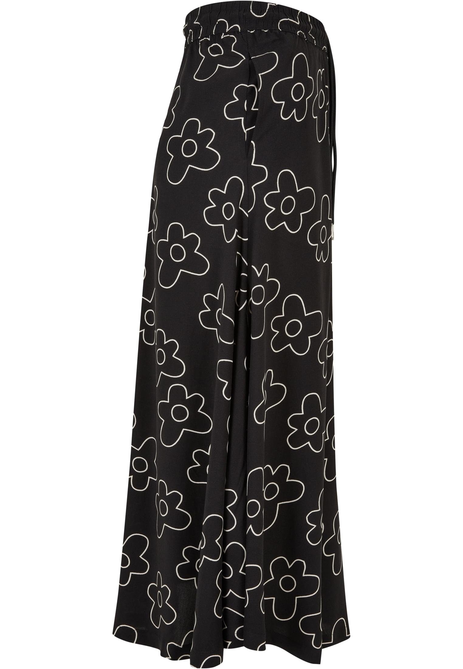 URBAN CLASSICS Jerseyrock Damen blackflower Skirt (1-tlg) Midi Ladies Viscose