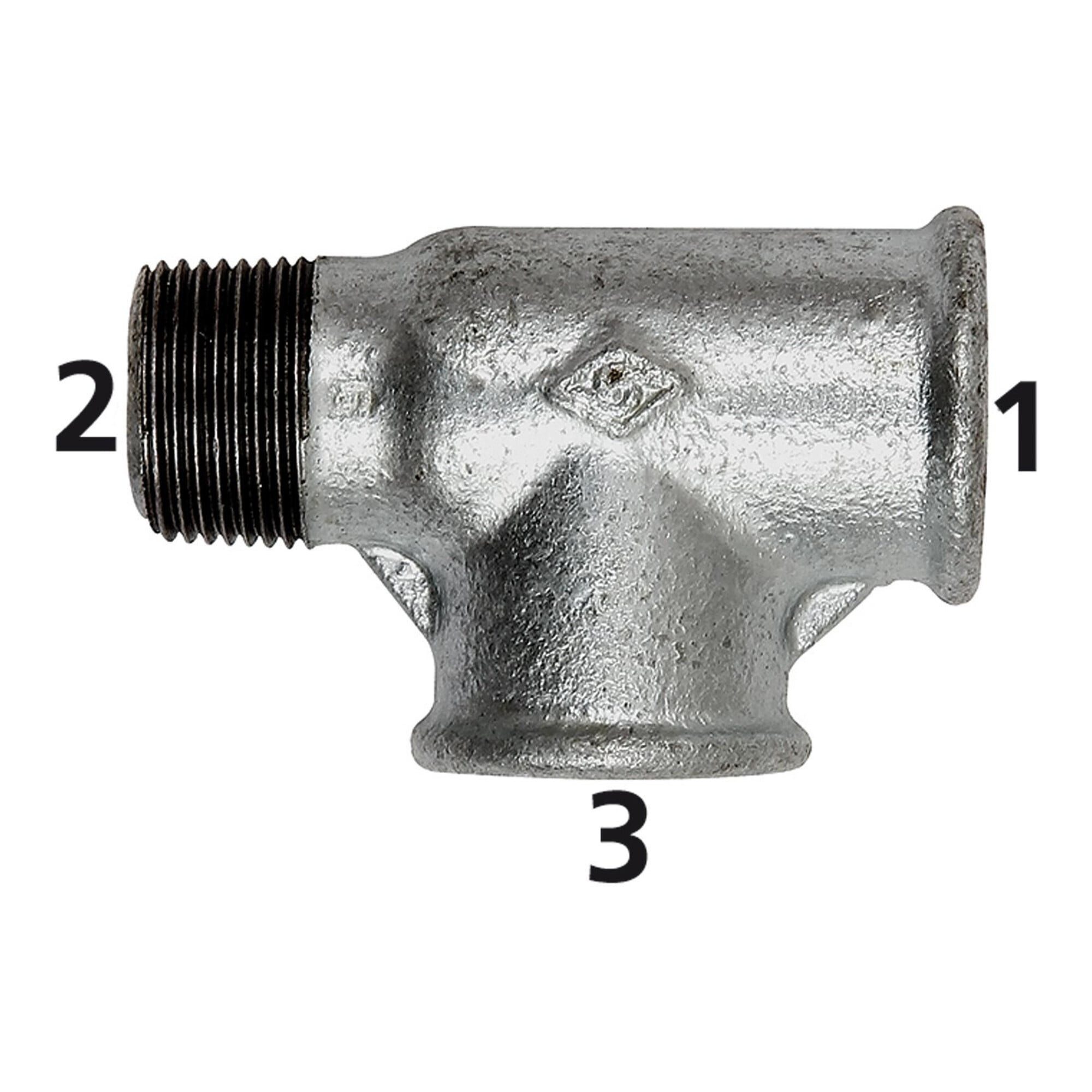 RIEGLER Verteiler Riegler T-Stück 134, IG/IG/AG, Rp/Rp/R 1 1/2, schw. Temperguss feuerve