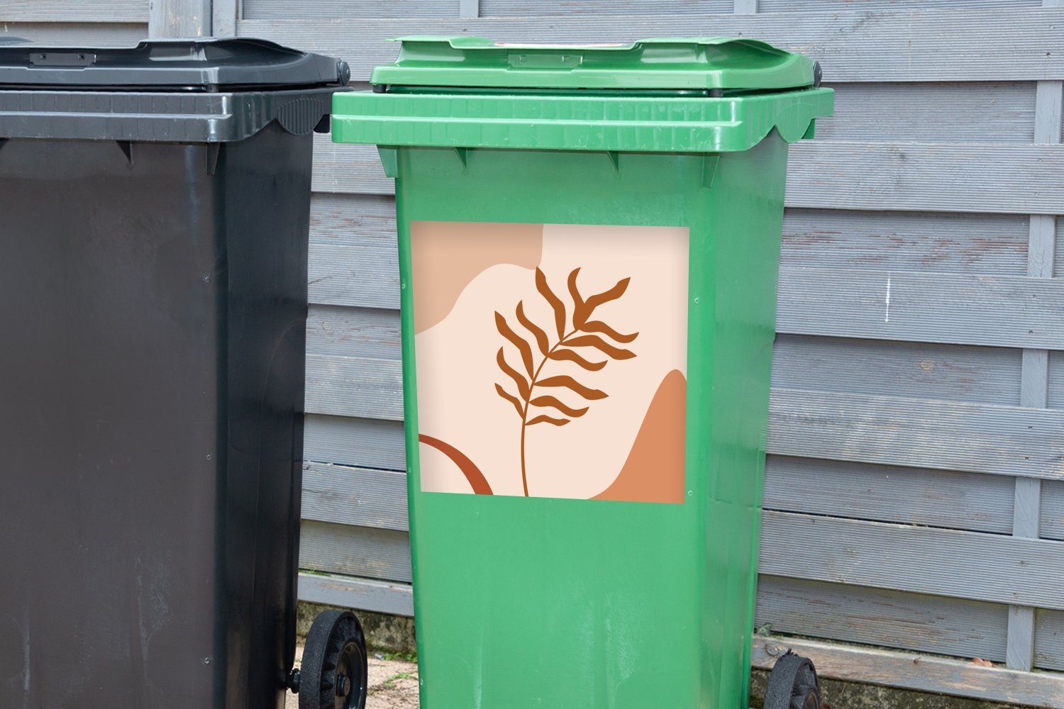 Abfalbehälter Mülltonne, (1 - Container, MuchoWow Sticker, Sommer Pflanze - St), Wandsticker Flecken Mülleimer-aufkleber,
