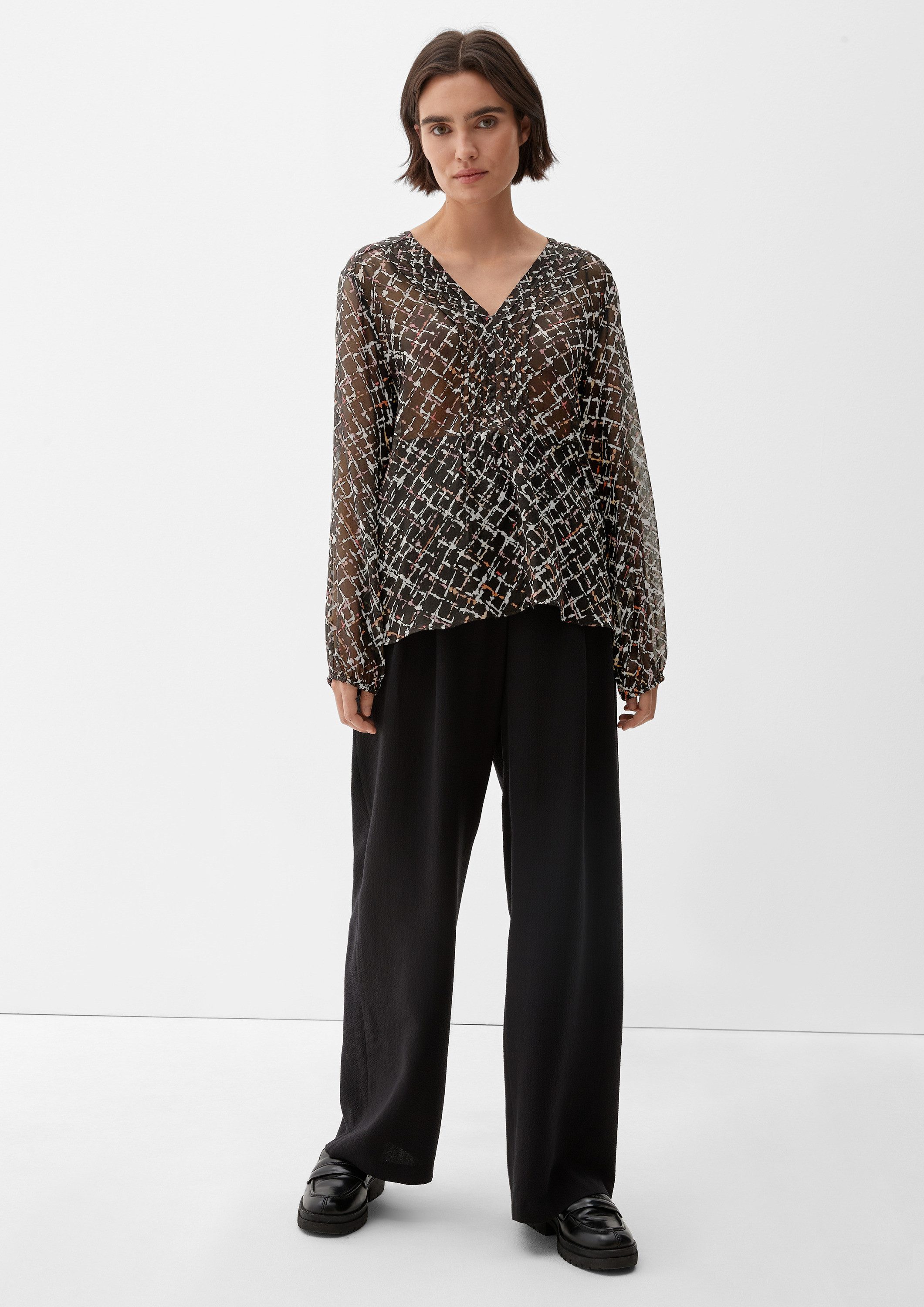 s.Oliver Langarmbluse Bluse Chiffonbluse aus Viskose