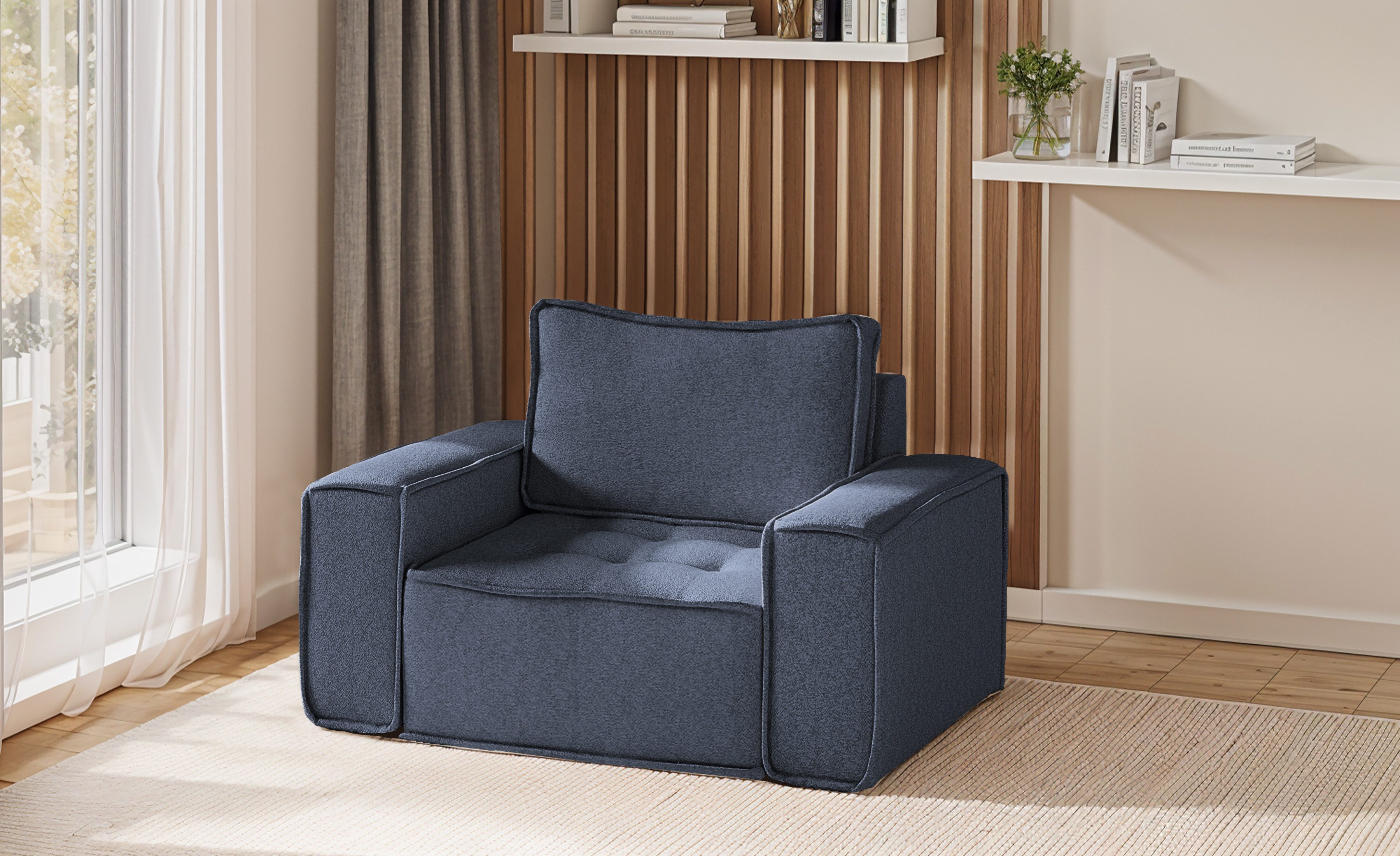 yourhouse24 Sessel BOHO aus Chenille (Alpine / Raven) – Freistehend