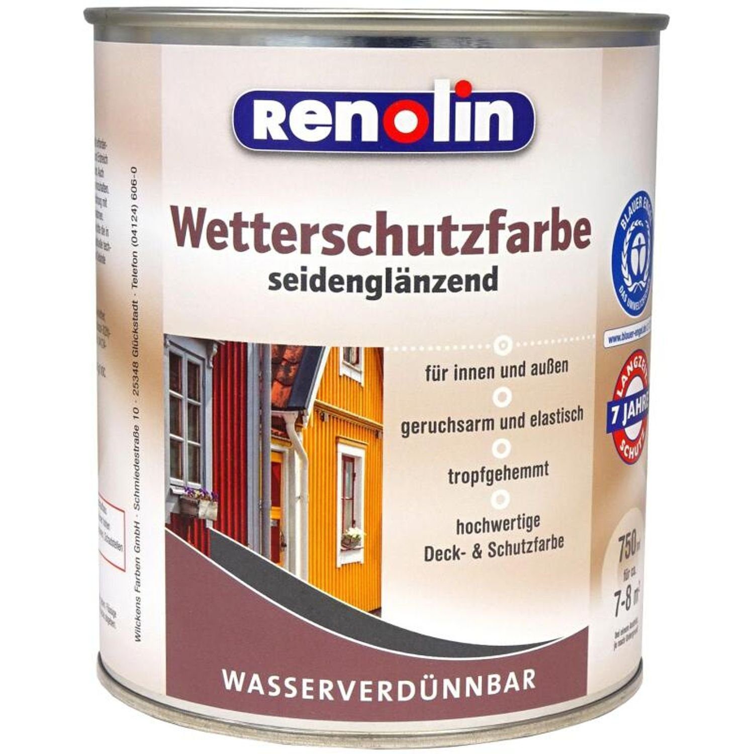 Wilckens Farben Vollton- und Abtönfarbe 3x 750ml Renolin Wetterschutzfarbe wasserverdünnbar innen außen Schutz