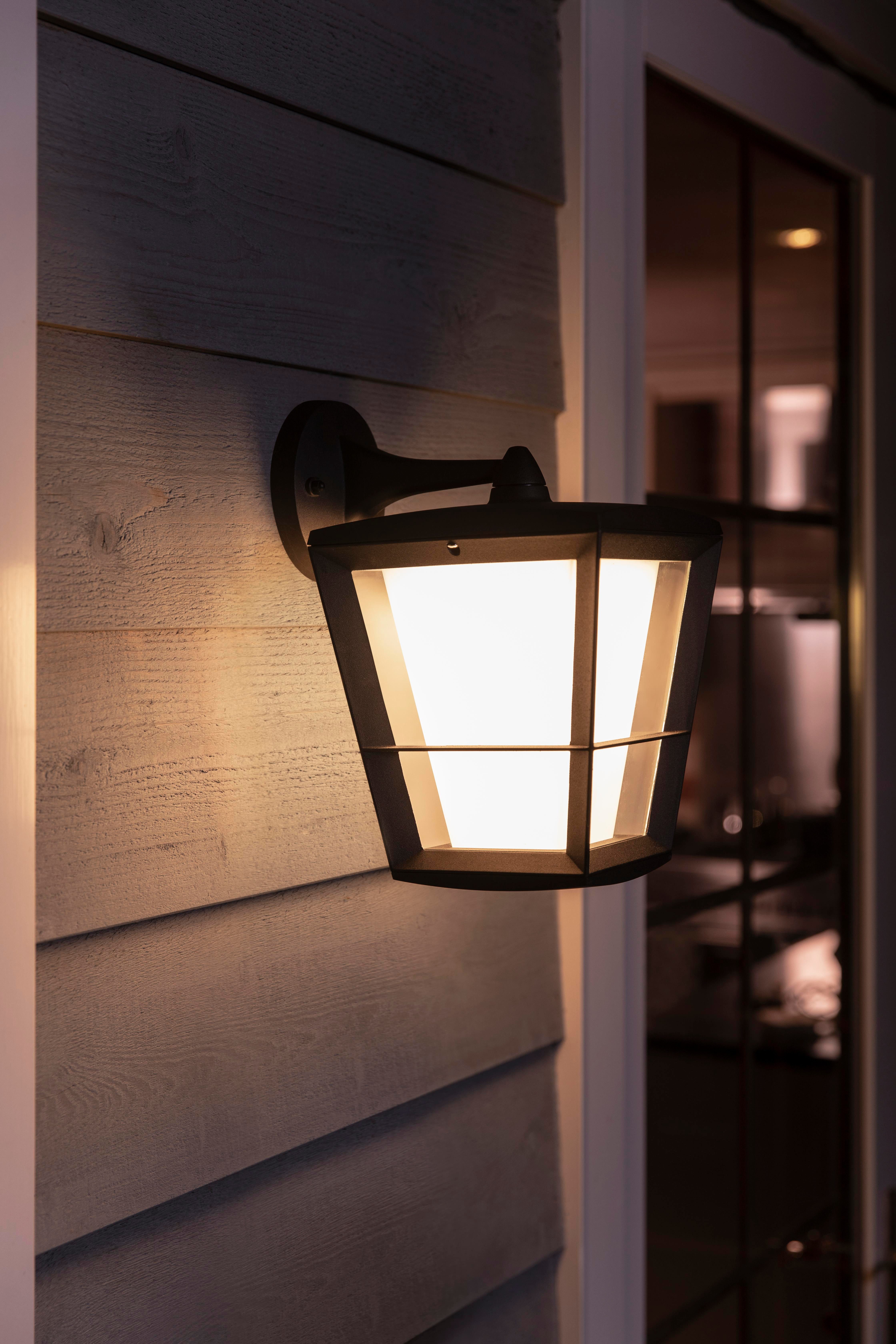 Philips Hue LED Außen-Wandleuchte Outdoor White & Color Ambiance Econic hängend schwarz, Abschaltautomatik, Bluetooth, CCT - über Fernbedienung, Dimmfunktion, Einschlafhilfe, Farbsteuerung, Farbwechsel, Memory, nach Trennung vom Netz, Nachtlichtfunktion, RGB, Smart Home, Timerfunktion, Weckerfunktion, dimmbar über Fernbedienung, mehrere Helligkeitsstufen, LED fest integriert, Farbwechsler, RGB, warmweiß - kaltweiß, Steuerbar per App und Stimme, Smart Home fähig, Farbfähig und Weißtöne