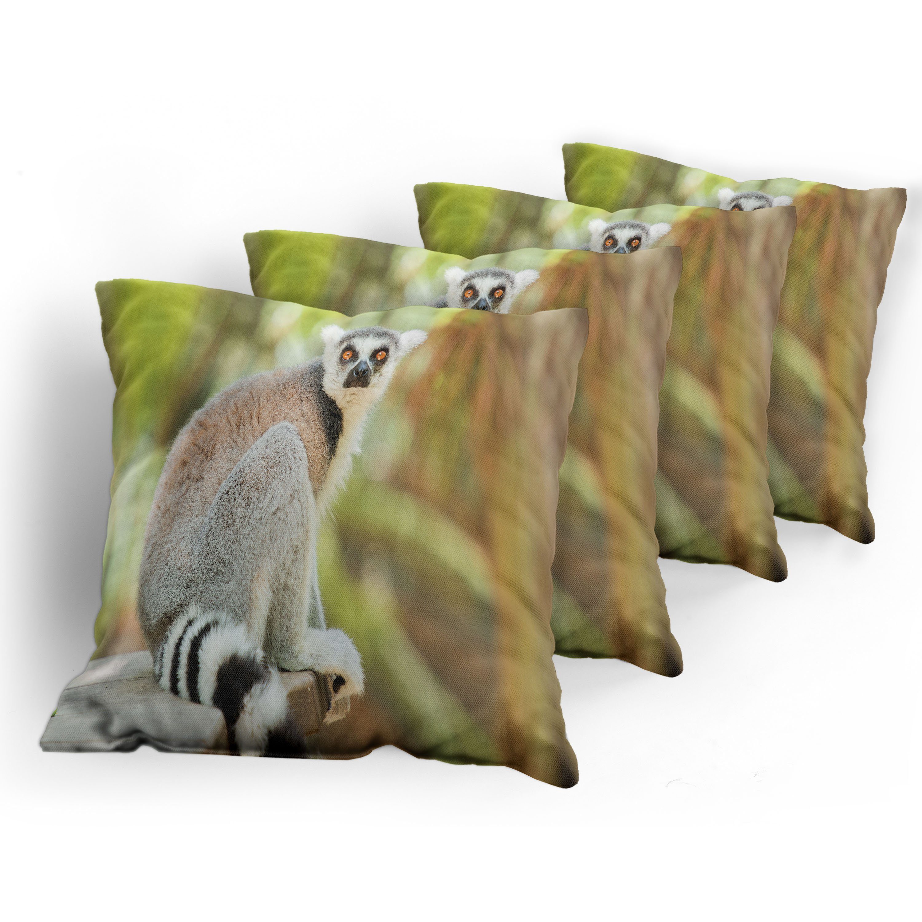 Kissenbezüge Modern Accent Doppelseitiger Digitaldruck, Säugetier Abakuhaus Lemur Aperture Foto Tier (4 Stück)
