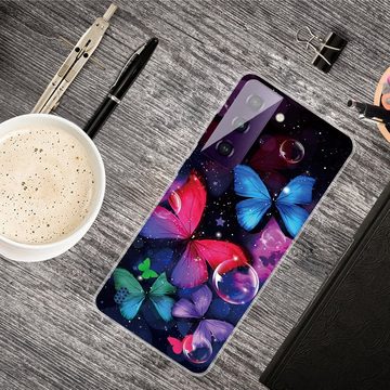 Wigento Handyhülle Für Samsung Galaxy S21 Silikon Case TPU Bubble Butterfly Schutz Muster Tasche Hülle Cover Etuis