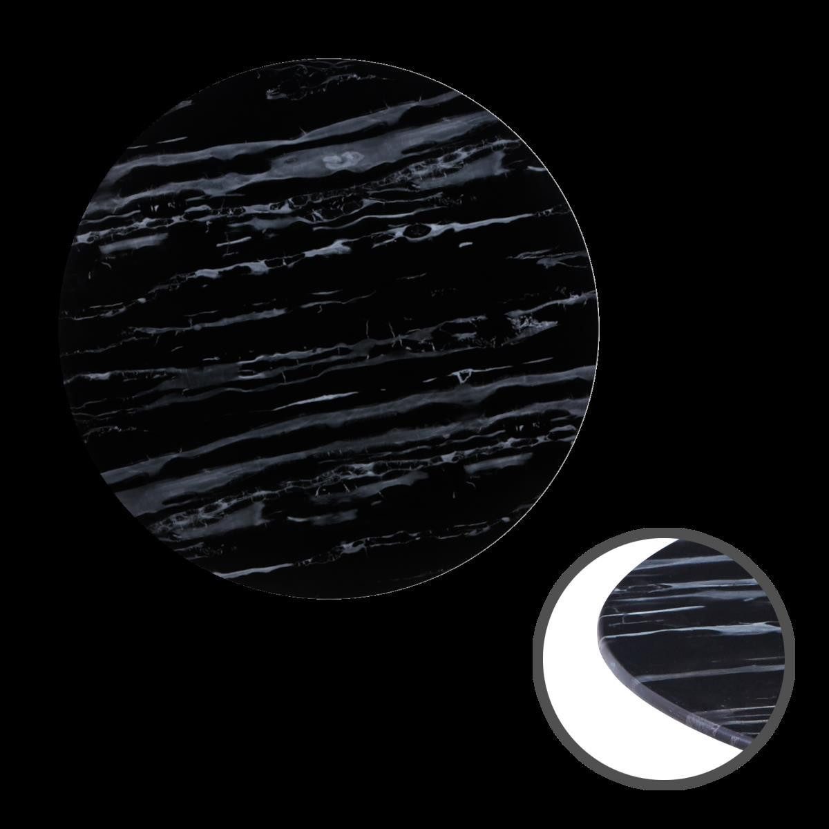 HOOZ Tischplatte aus Glas Ø 70 x 0,6 cm (Marmorschwarz, 1 St., ESG-Sicherheitsglas), mit hochwertigem Facettenschliff
