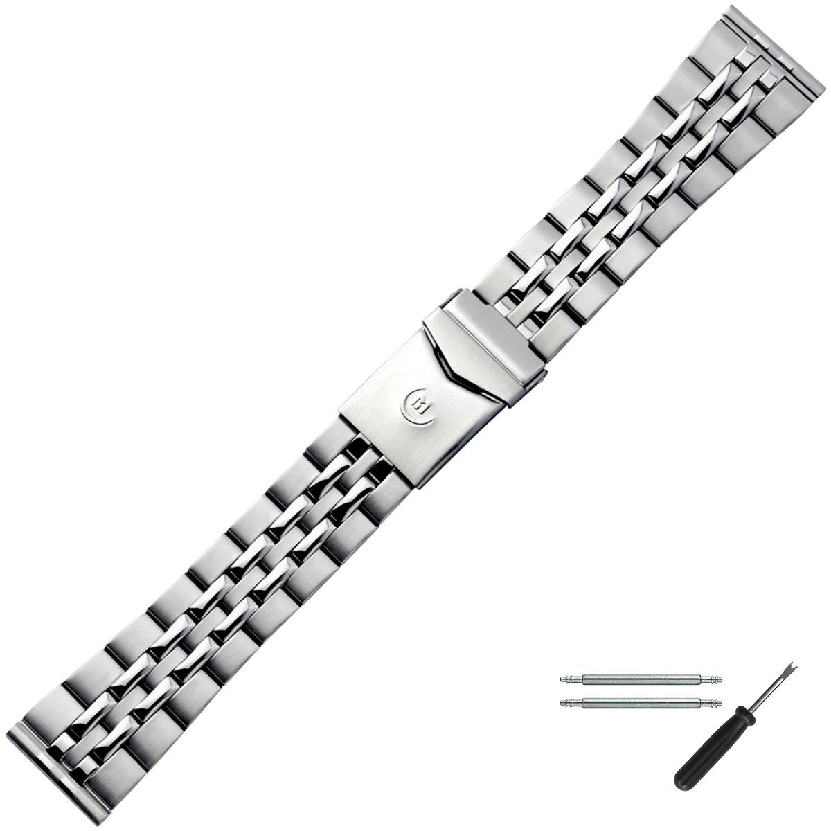 MARBURGER Uhrenarmband 20mm Edelstahl Silber