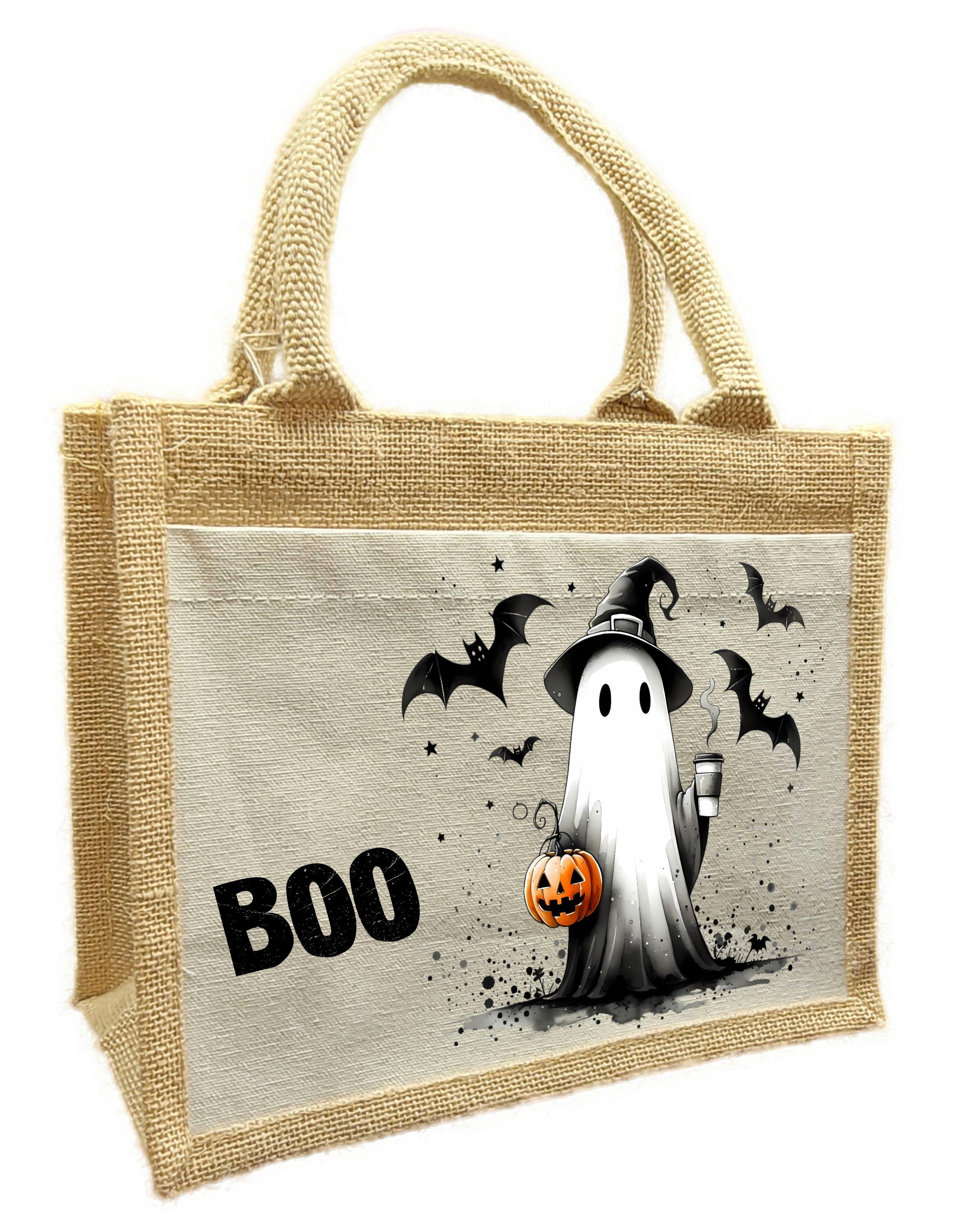 CreaDesign Korbtasche Halloween Tasche Geist, Sammeltasche aus Jute, 26 x 35 x 14 cm (1-tlg)
