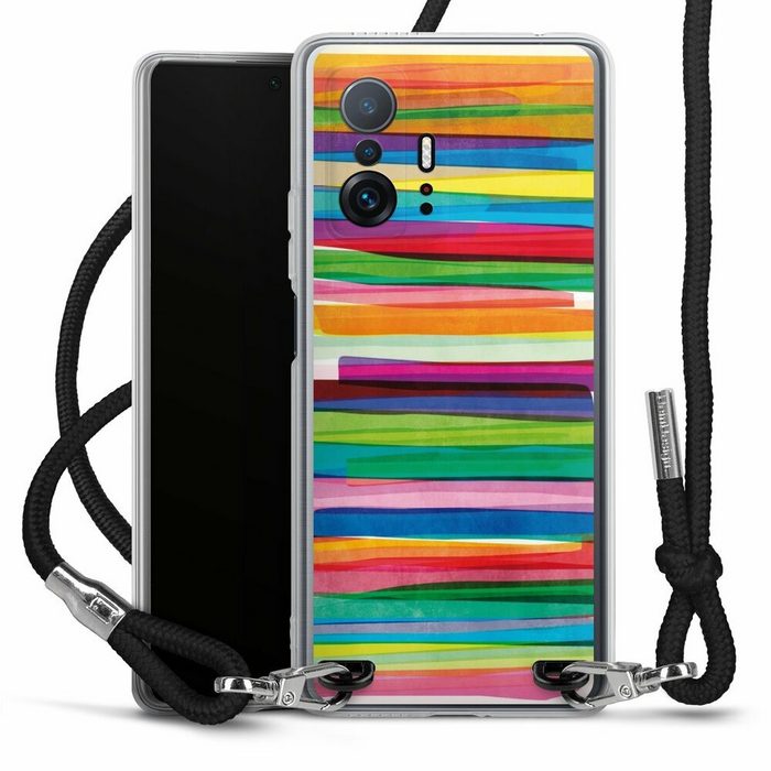 DeinDesign Handyhülle Streifen Wasserfarbe bunt Colorful Stripes1 Xiaomi 11T 5G Handykette Hülle mit Band Case zum Umhängen