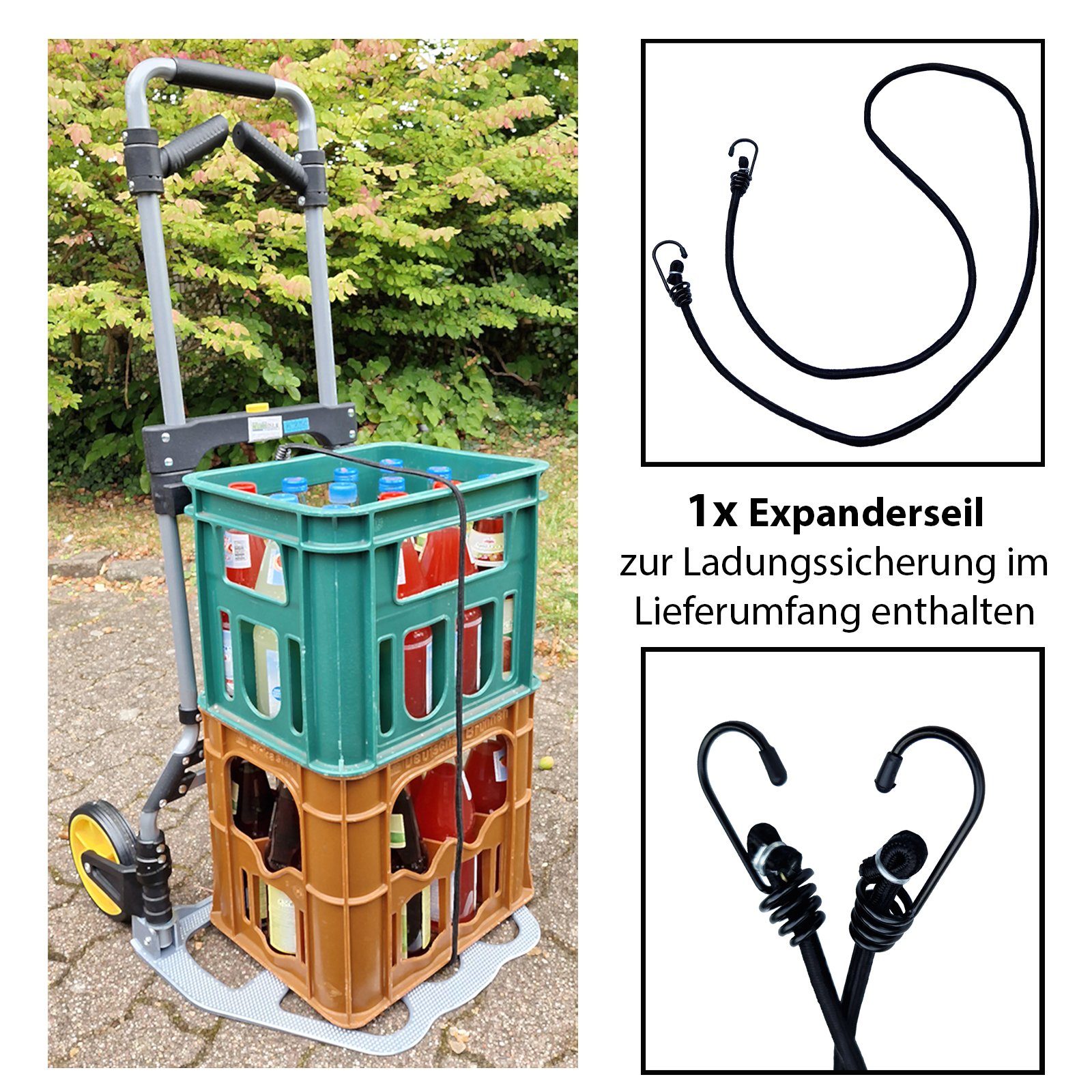 TRUTZHOLM Folding Hand Truck XL, Foldable, Telescopic Handle up to 115 cm, Load Capacity 150 kg, Large Loading Area
