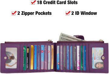 GOIACII Geldbörse Schlankes Design (Große Damen-Geldbörse aus Leder, Women's wallet with RFID protection), Vielseitige Kreditkartenfächern, Ausweisfenstern,Reißverschlusstaschen