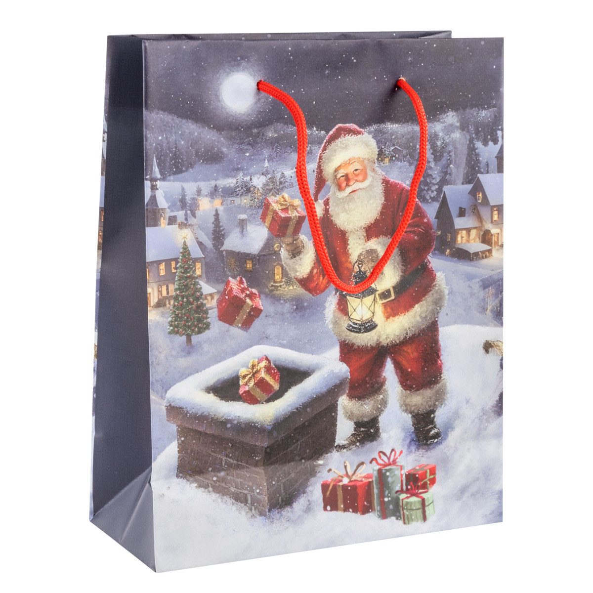 Idena Geschenkbox Idena Geschenktasche Santa auf dem Dach 18x23x8cm 128g/m² von Idena