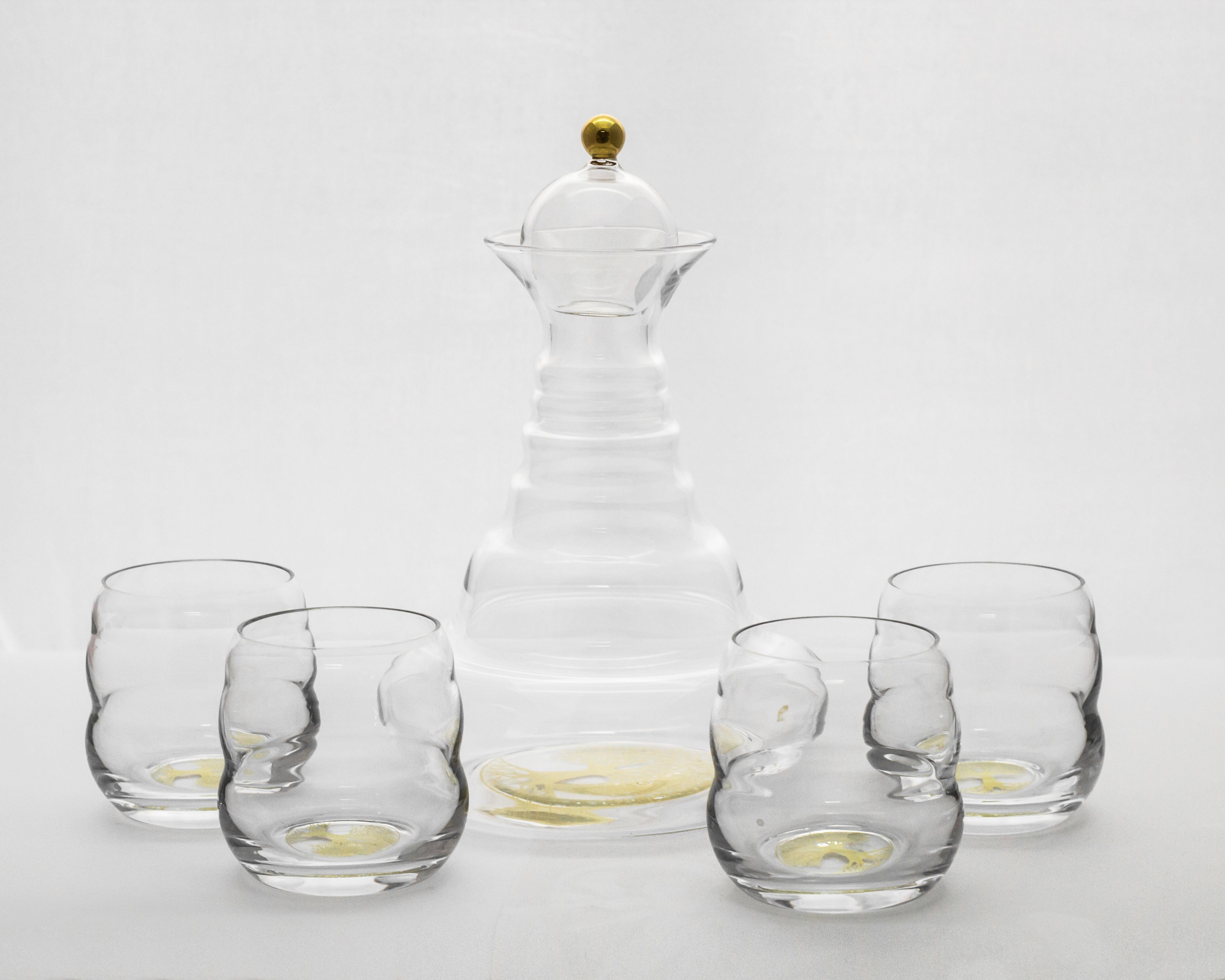 Natures-Design Wasserkaraffe Alladin Lebensbaum gold + 4 Becher Mythos Lebensbaum gold