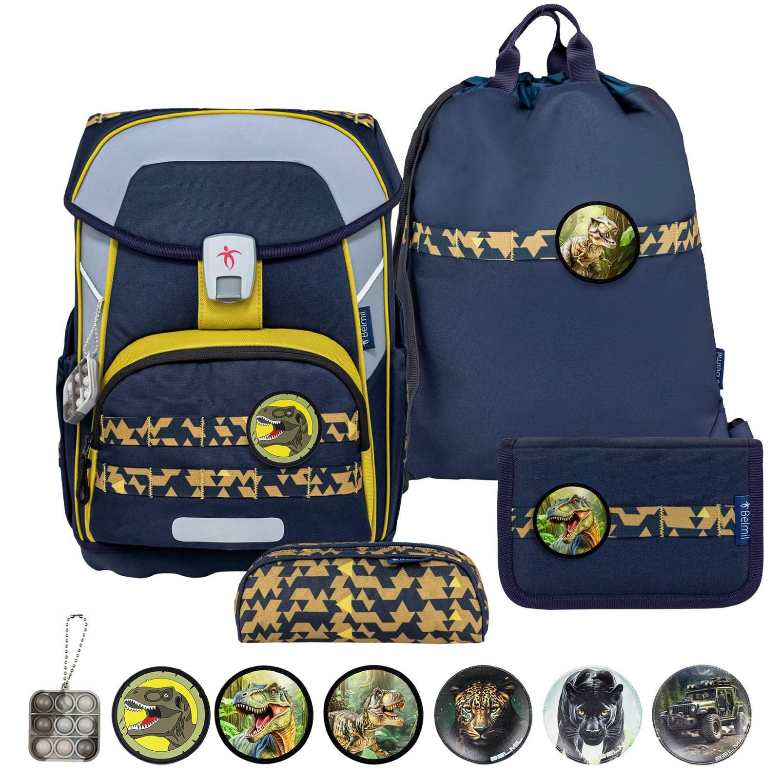 Belmil Schulranzen Maxi Plus 2026, 4tlg.,1. Klasse, Grundschule, Einschulung, Dinosaurier, Jungen