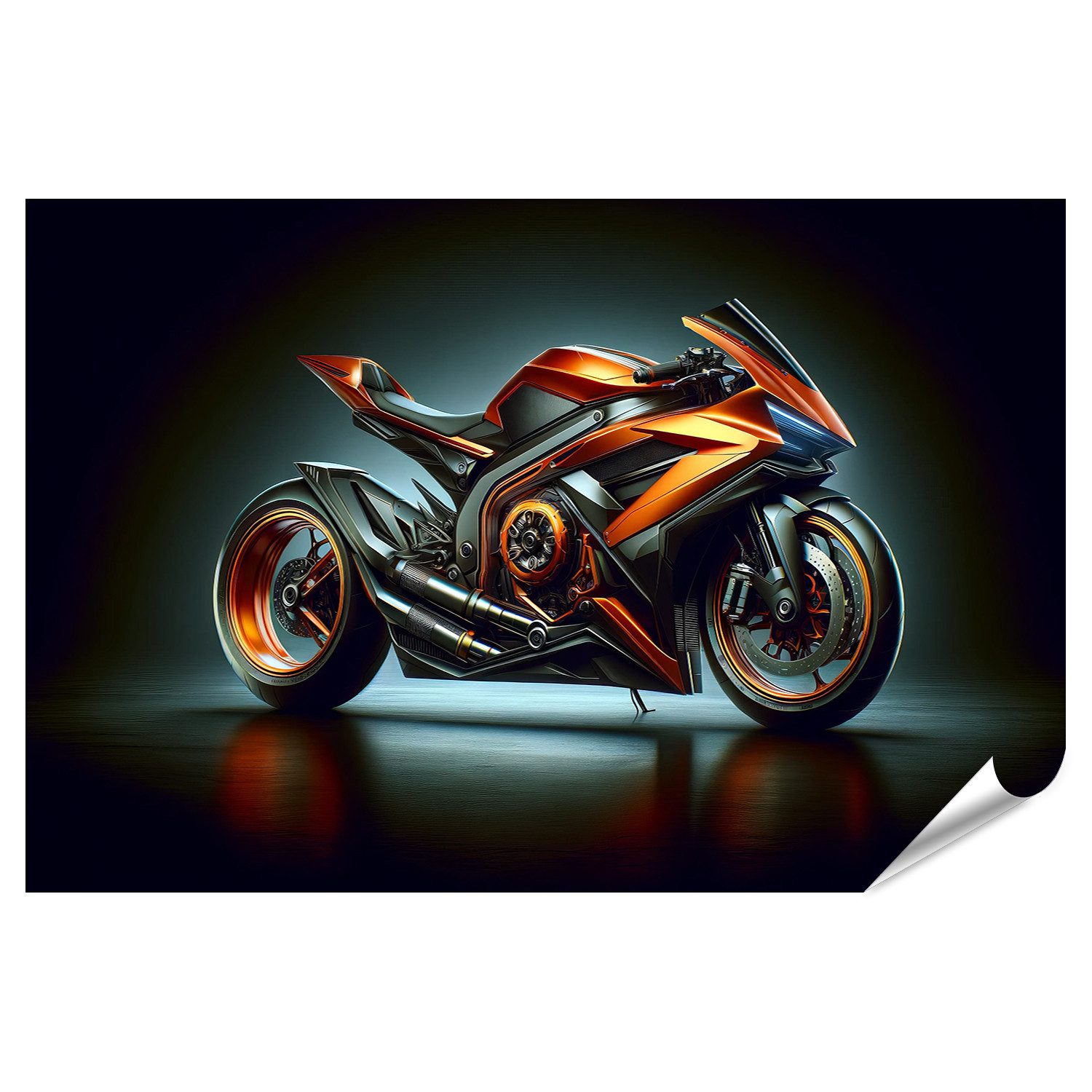 Wandbild Hochmodernes Sportmotorrad mit futuristischem Design