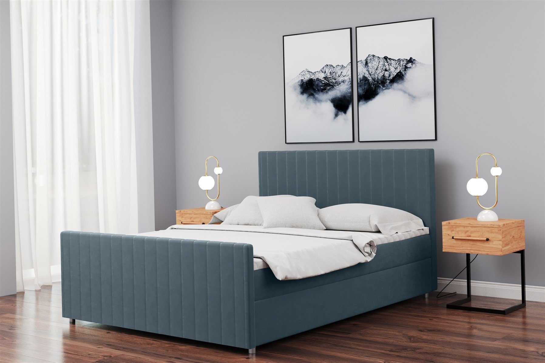 Fun Möbel Boxbett Schlafzimmerbett ROSALIE in Stoff "Matt Velvet" (inkl. Bettkasten, inkl. Kaltschaumtopper), gepolstertes Fußteil