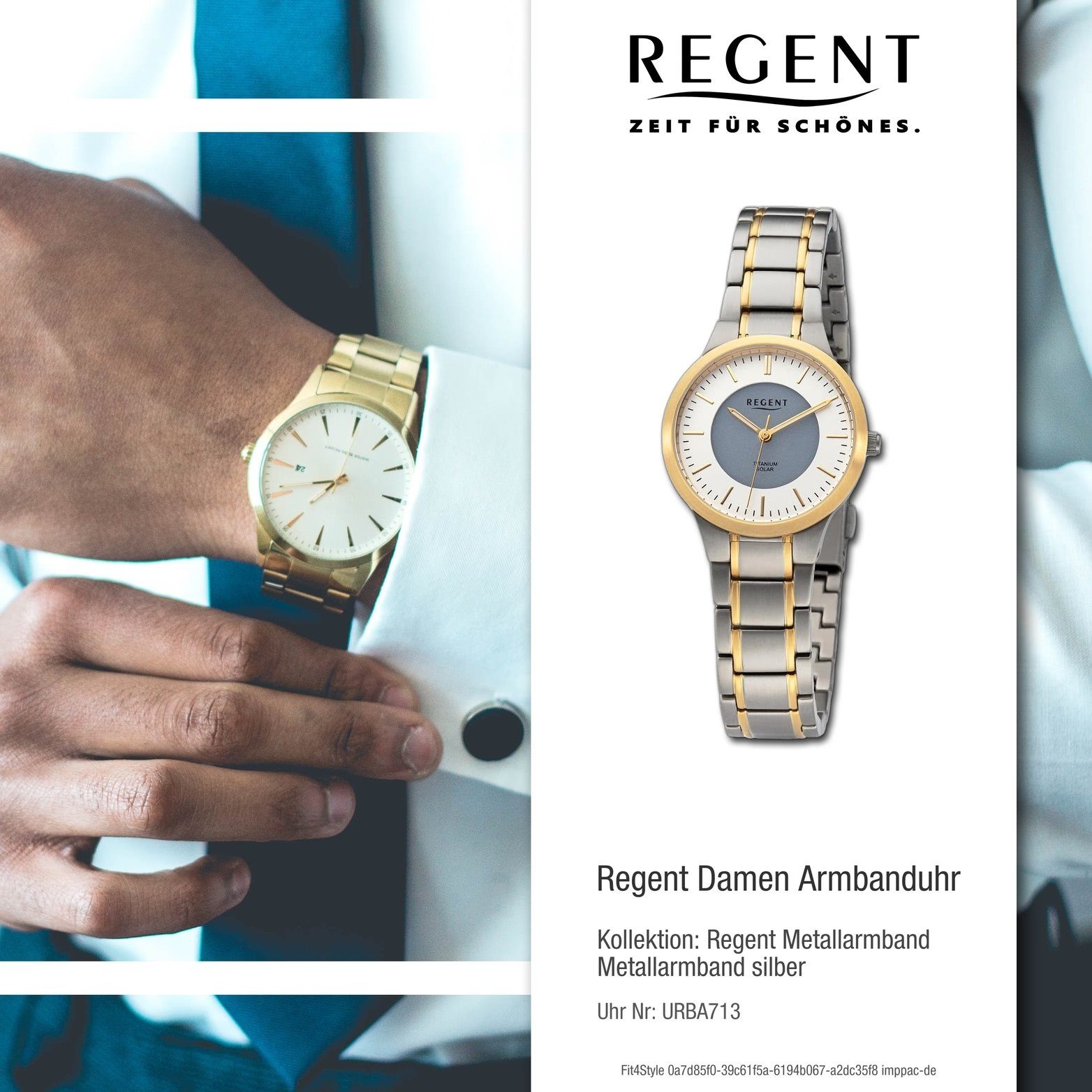Regent rundes Damenuhr Gehäuse, Quarzuhr Damen Analog, silber, (ca. Regent 30mm) Armbanduhr Metallarmband gold, groß