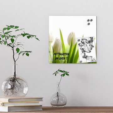 DEQORI Magnettafel 'Schneeweiße Tulpen', Whiteboard Pinnwand beschreibbar