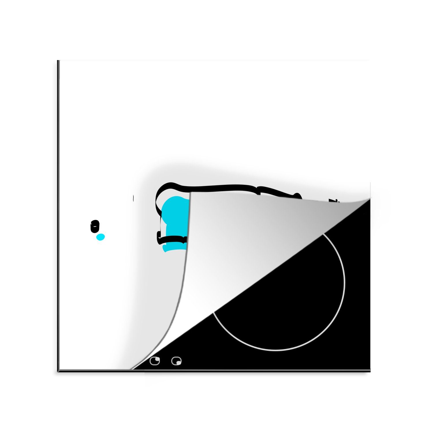 Puerto für Ceranfeldabdeckung, tlg), von Illustration küche Vinyl, Karte cm, MuchoWow der markierten Eine Herdblende-/Abdeckplatte Rico, Arbeitsplatte blau 78x78 (1