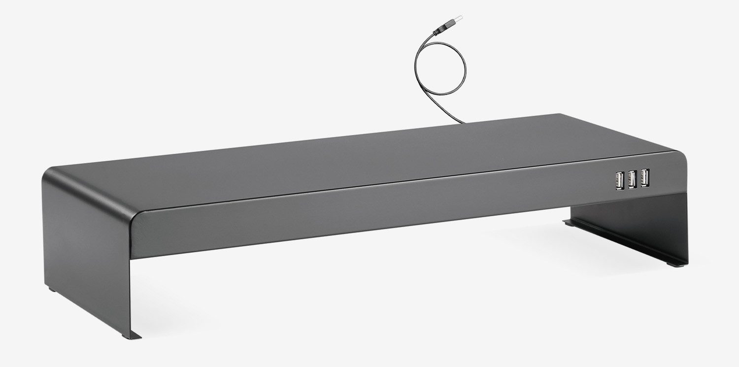 Monitor-Halterung Stahl Monitorerhöhung mit 3-fach USB Hub