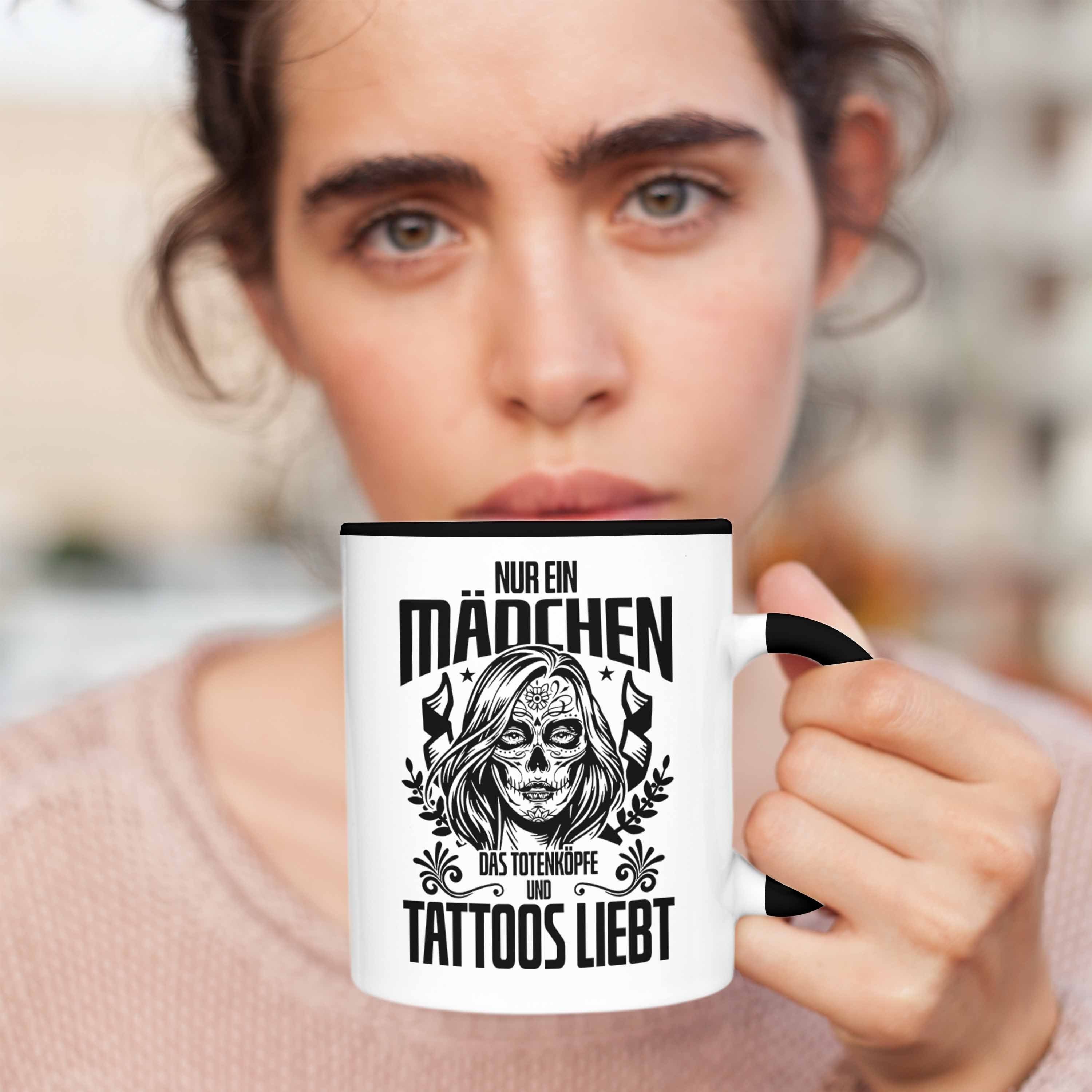 Nur Trendation Schwarz - Totenköpfe Frauen Mädchen Trendation Tattoo Geschenk Ein Das Tasse und