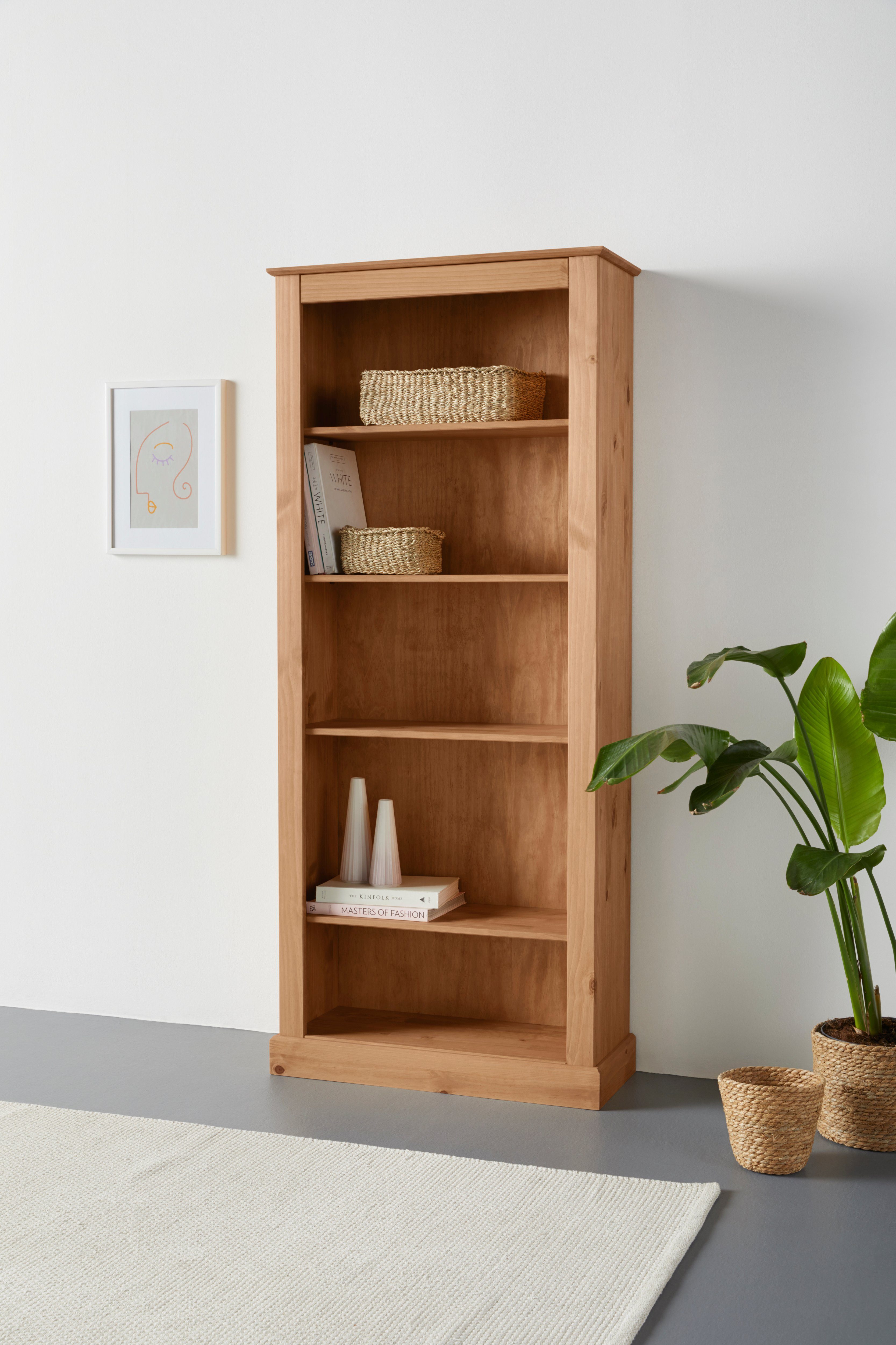 Home affaire Bücherregal Liotta, mit 4 verstellbare Einlegeböden, aus massi günstig online kaufen