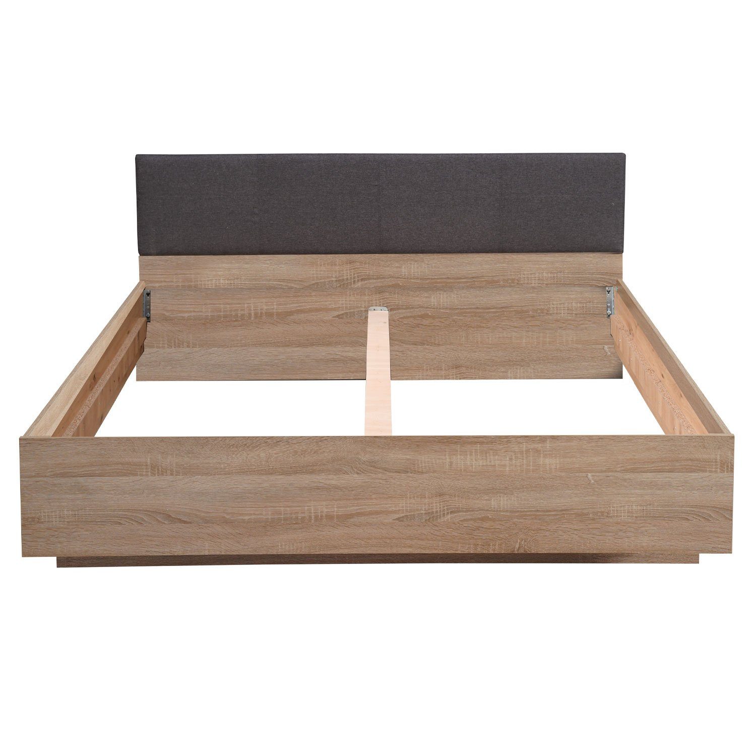Homestyle4u Polsterbett »Doppelbett Polsterbett 160x200 Bett Eiche
