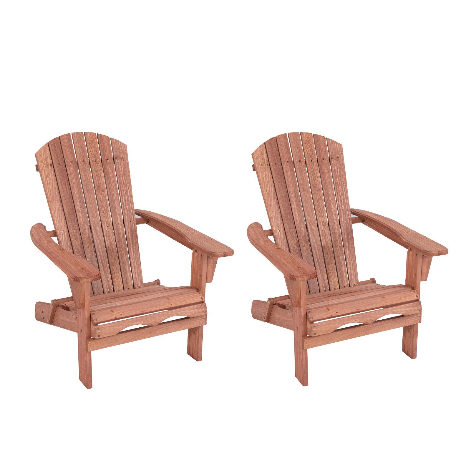 COSTWAY Gartenstuhl (2 St), Adirondack Stuhl klappbar, aus Holz