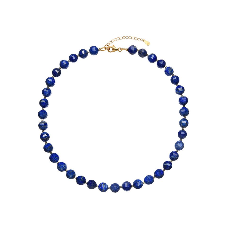 Silberkette Lapislazuli-Halskette aus vergoldetem Silber