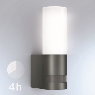 steinel LED Außen-Wandleuchte L 605 S ANT, Bewegungsmelder, Leuchtdauer einstellbar, Nachtlichtfunktion, Softlichtstart, Tageslichtsensor, mehrere Helligkeitsstufen, LED fest integriert, Warmweiß, 180°Bewegungsmelder+LEDLeuchtmittel,Warmweiß,Fassadenleuchte,Anthrazit