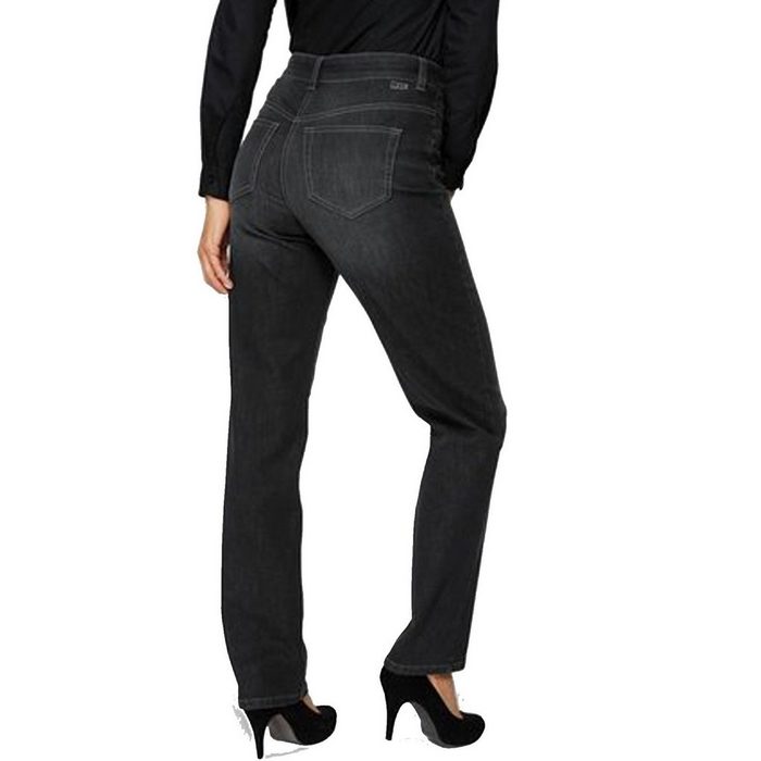 MAC Regular-fit-Jeans MAC Stella Straight-Leg Jeans feminine Damen Freizeit-Hose im 5-Pocket-Stil Denim-Hose Anthrazit