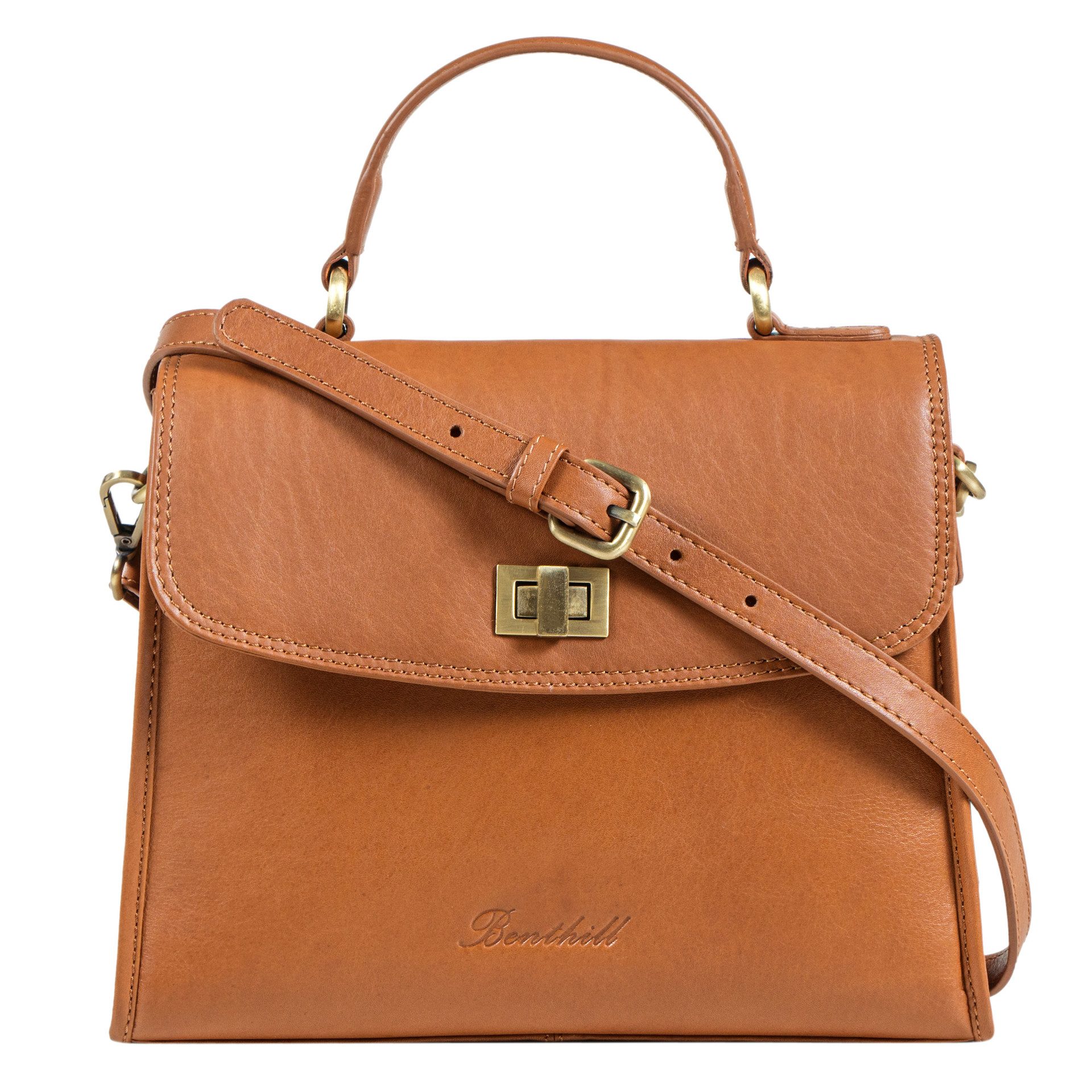 Benthill Handtasche Damen Echt Leder Handtasche Frauen Henkeltasche Vintage Schultertasche, Schultergurt / Umhängegurt Reißverschlussfach