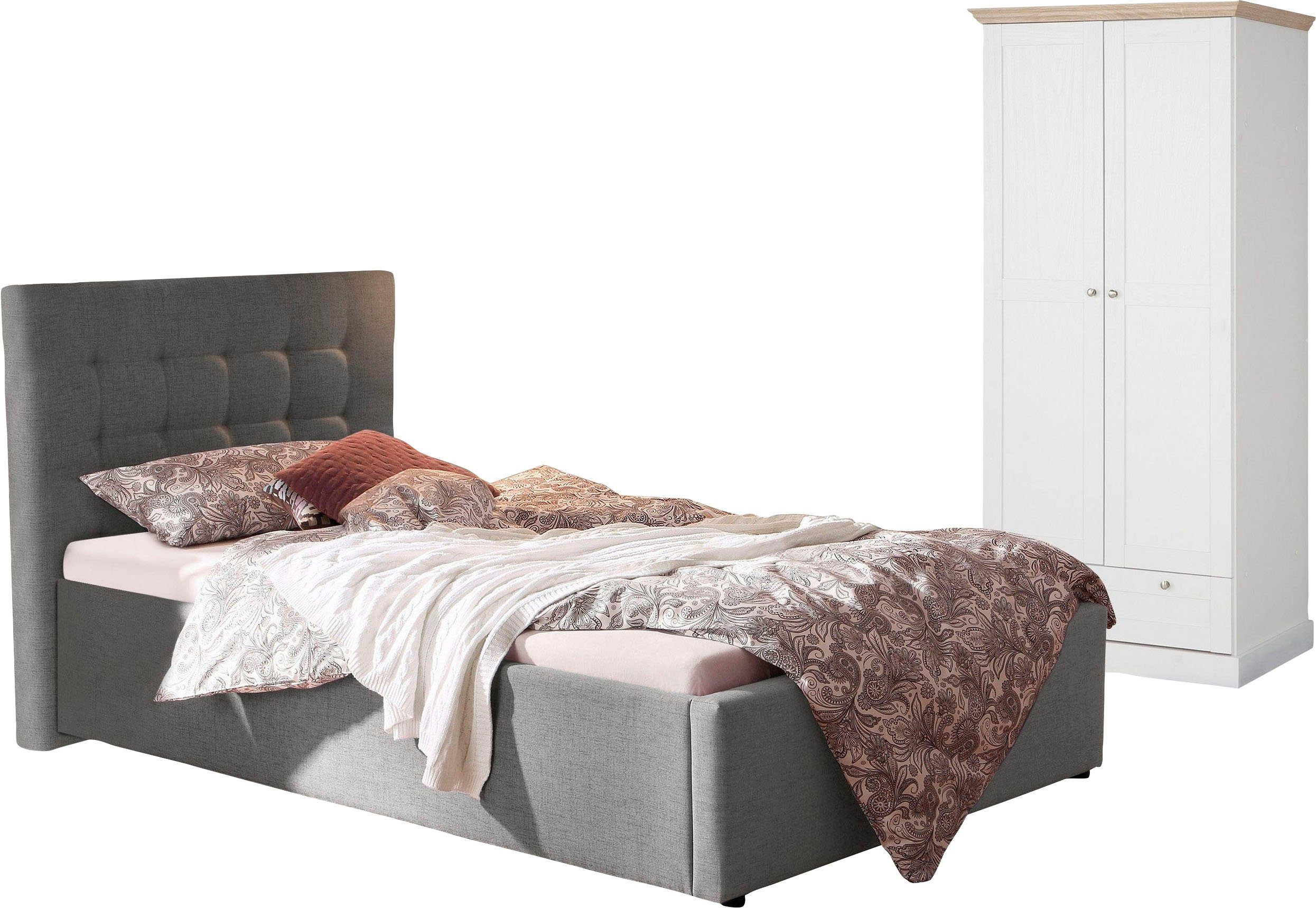 OTTO home Jugendzimmer-Set Hamar-Binz, (Set, 2-tlg), Polsterbett und Kleiderschrank