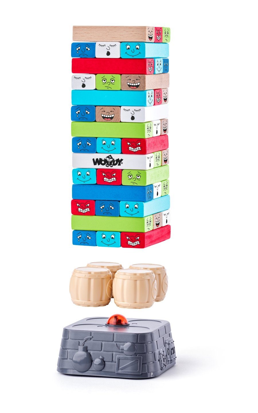 Woodyland Lernspielzeug 10212 Holz/Kunststoff - Stapelspiel "ELECTRONIC-TOWER". 49 teilig., Spielturm mit Würfel