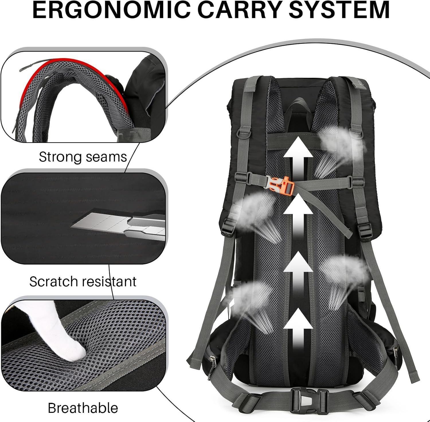 Toomoke Tourenrucksack Wanderrucksack 70L,Oxford Rucksack,Reiserucksack Camping Rucksack (Trekkingrucksack für Wandern, Klettern, Reisen Sport, mit Regenhülle, wasserfest & belüftetem Rücken), Separatem Schuhfach, wasserdicht, ultraleicht und reißfest