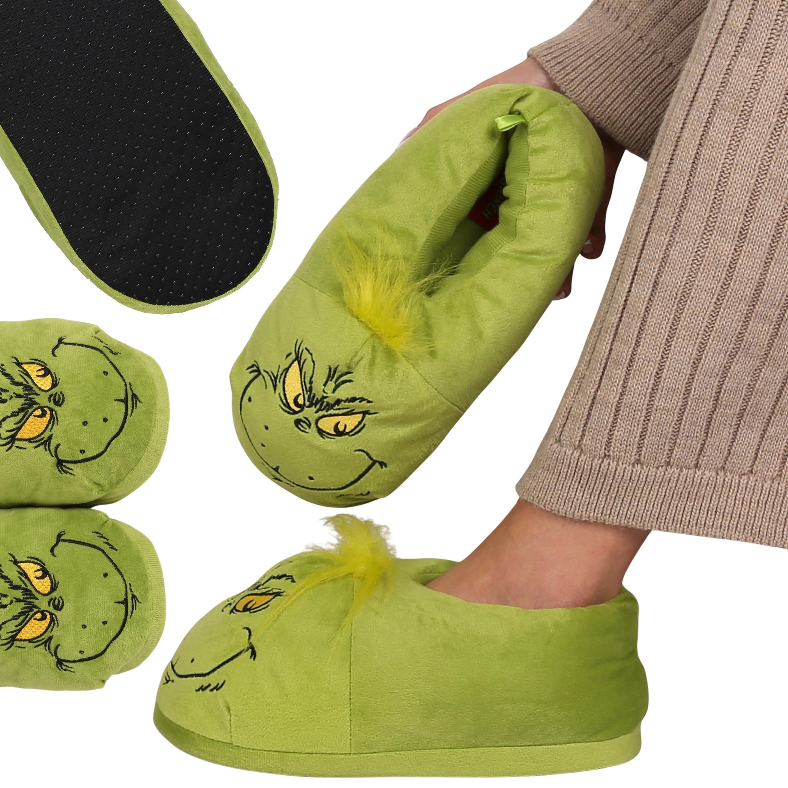 Sarcia.eu Grinch warme grüne Unisex-Pantoffeln – rutschfest, Hausschuhe Hausschuh