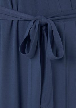 LASCANA Kimono, Kurzform, Single-Jersey, Kimono-Kragen, Gürtel, mit schönen Spitzeneinsätzen