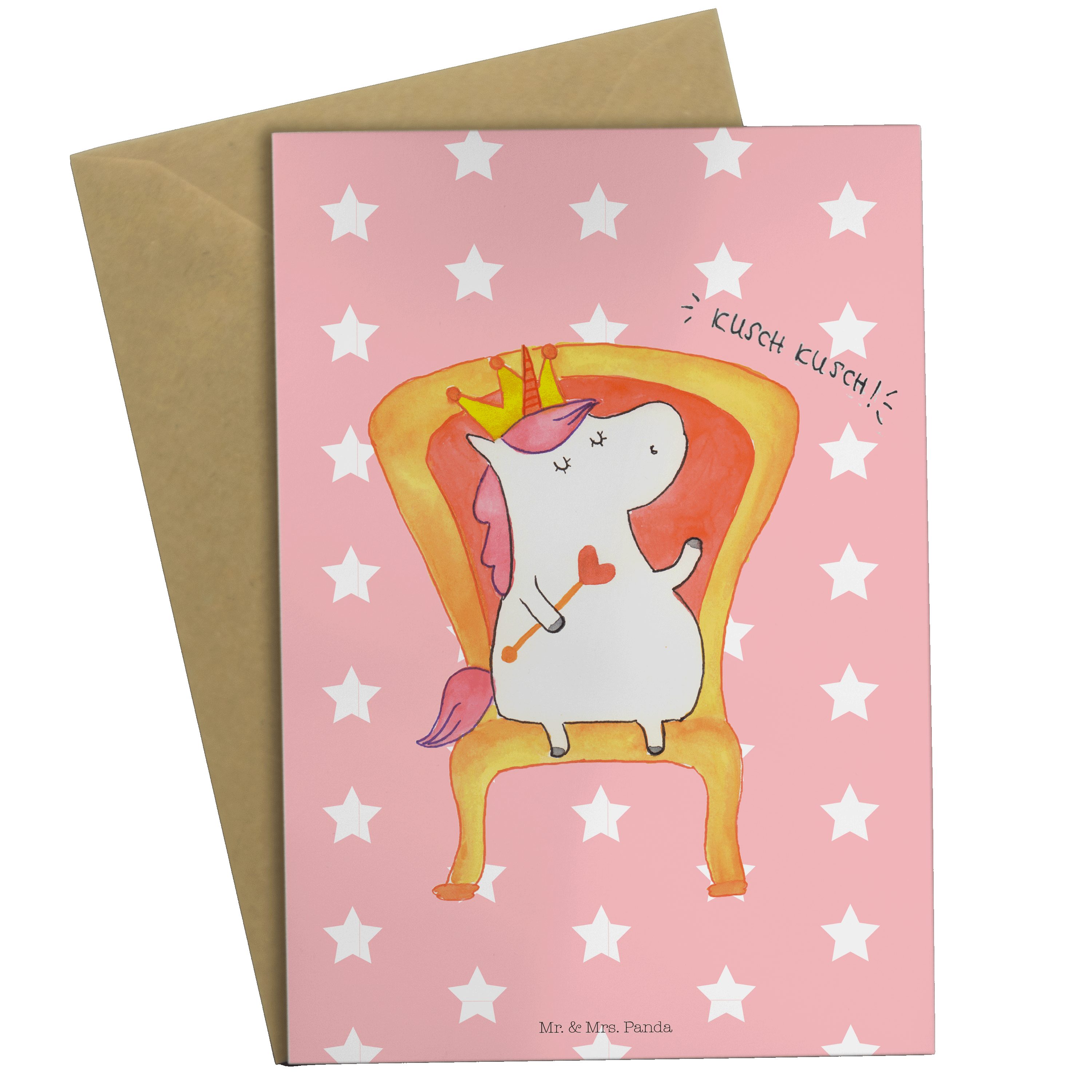 Mrs. Unicorn, - Geschenk, Pastell Klappkarte, Mr. Rot Panda Einhorn Prinzessin - Hoc Grußkarte &