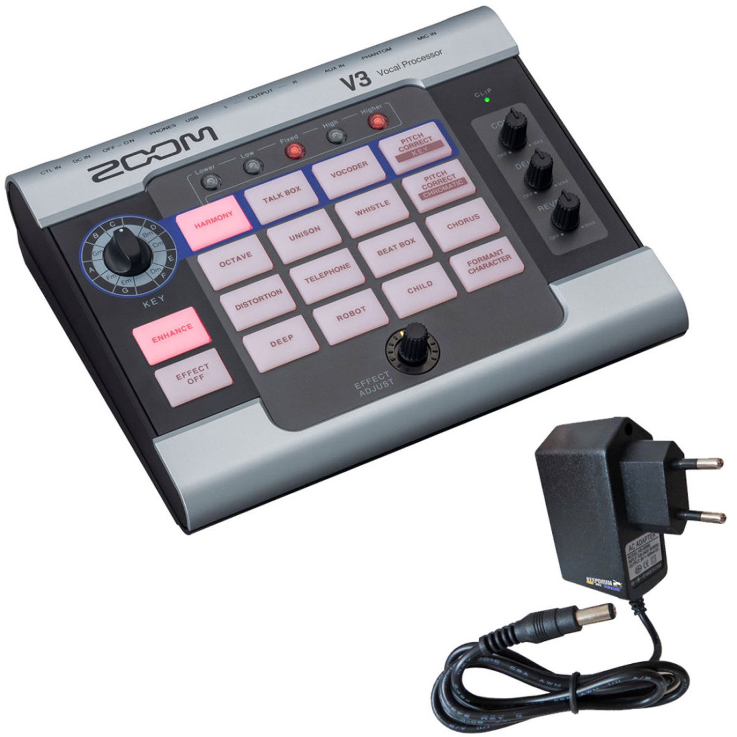 Zoom V3 Vocal Processor mit 9V Netzteil Digitales Aufnahmegerät