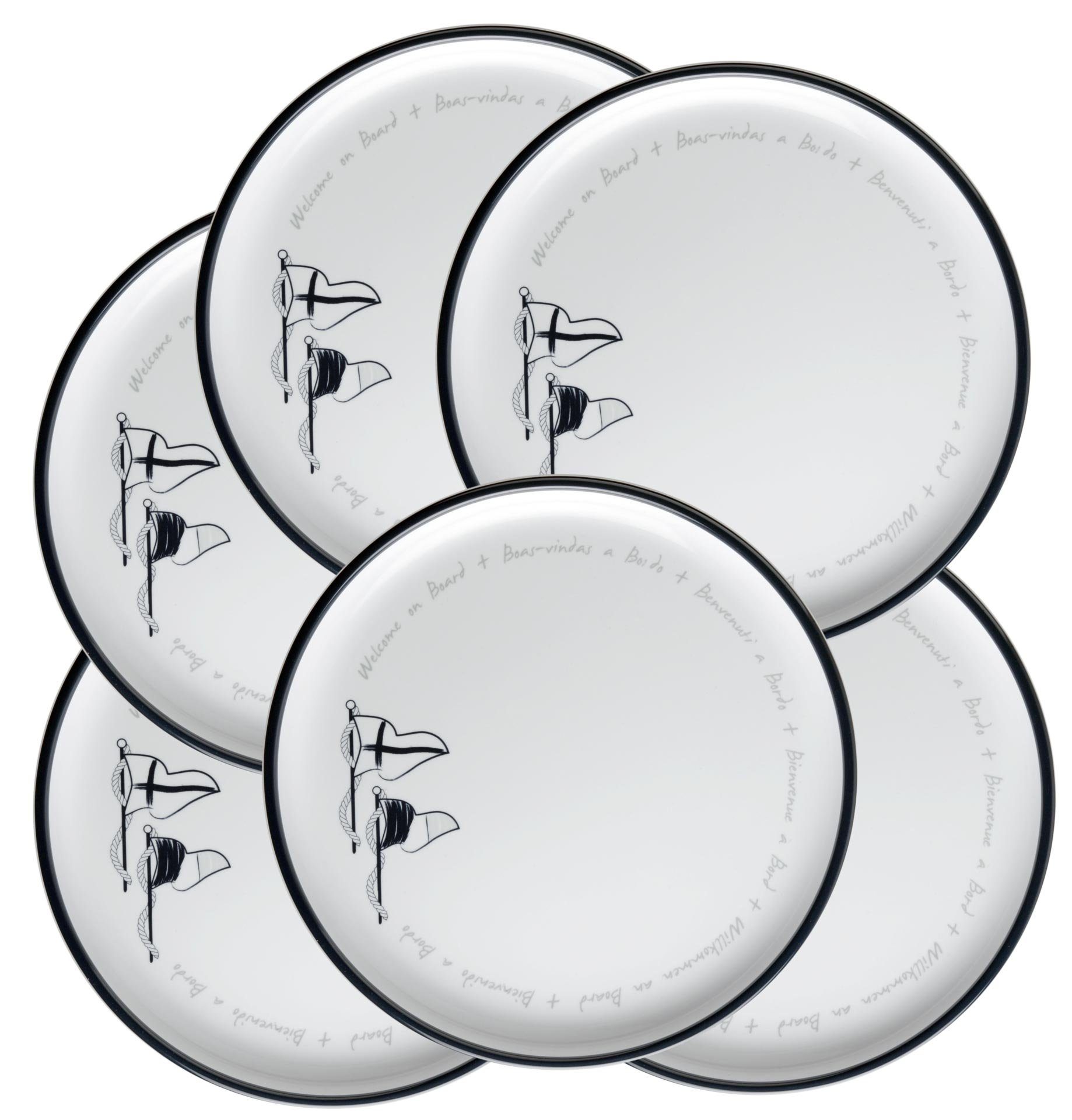 Marine Business Тарелки Essteller, flach groß, 25cm - Welcome On Board, 6er Set, (6 St)