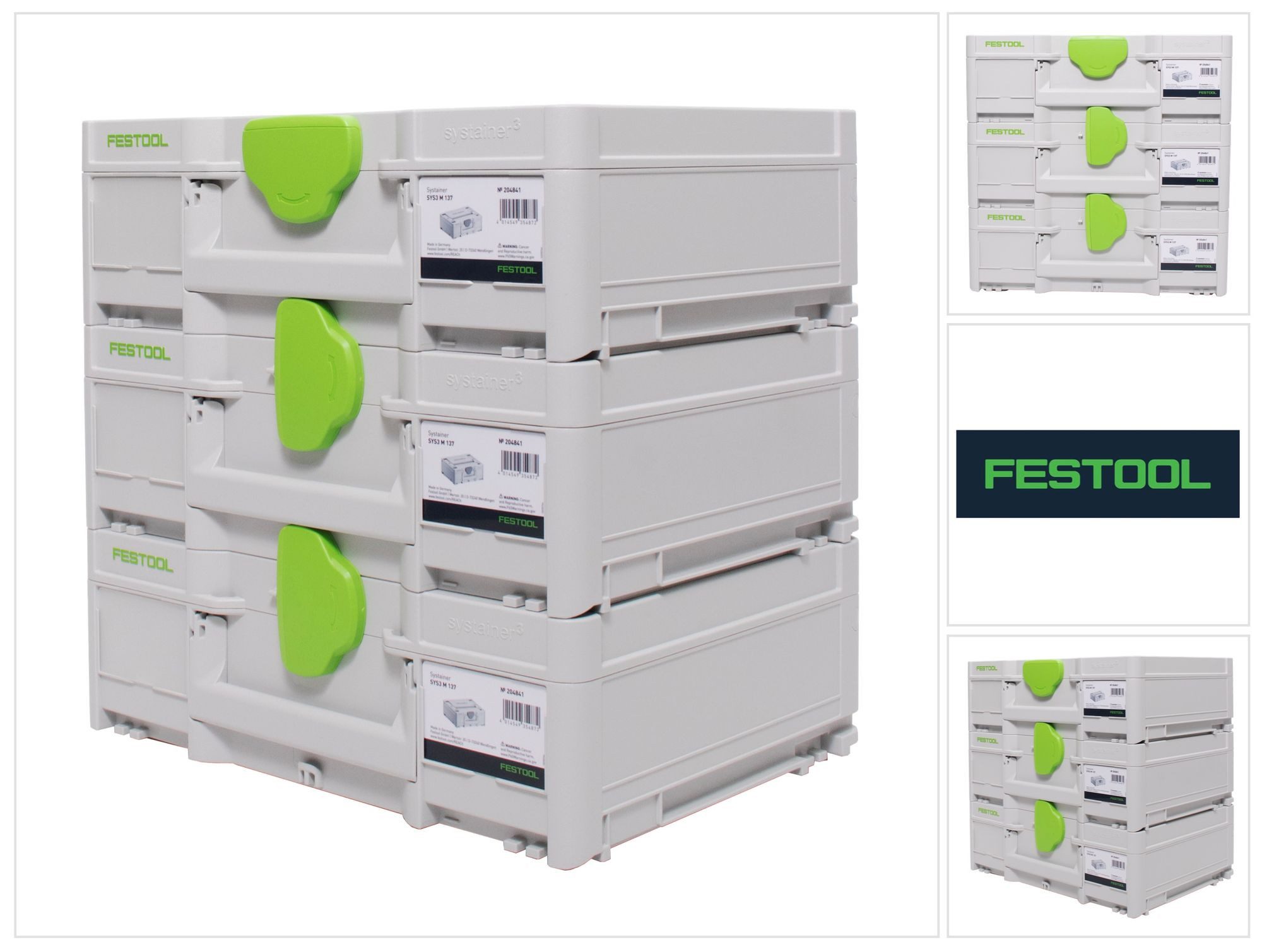 FESTOOL Werkzeugkoffer Systainer Set 3x SYS3 M 137 (3x 204841) 10,4 Liter 396x296x137mm