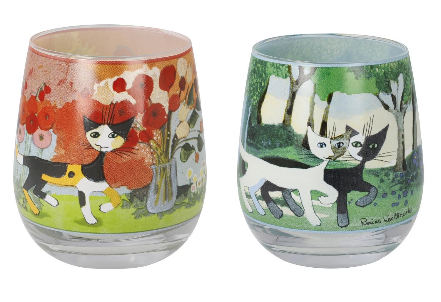 Goebel Windlicht Rosina Wachtmeister, Mundgeblasen, Mehrfarbig, Motiv: Katze