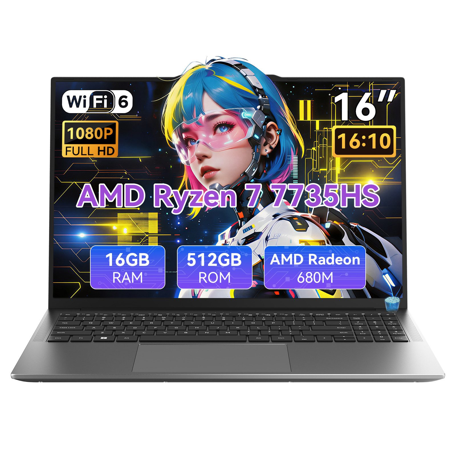 blackview GamiBook 6 16" AMD Ryzen 7 7735HS Win11Pro mit DE-Tastaturschutzfoli Notebook (AMD Ryzen 7 7735HS AMD Ryzen™ 7 7735HS, 16 GB, 512 GB SSD, 16:10 FHD/16GB LPDDR5+512GB SSD/AMD Radeon 680M Graphics/Wifi 6)