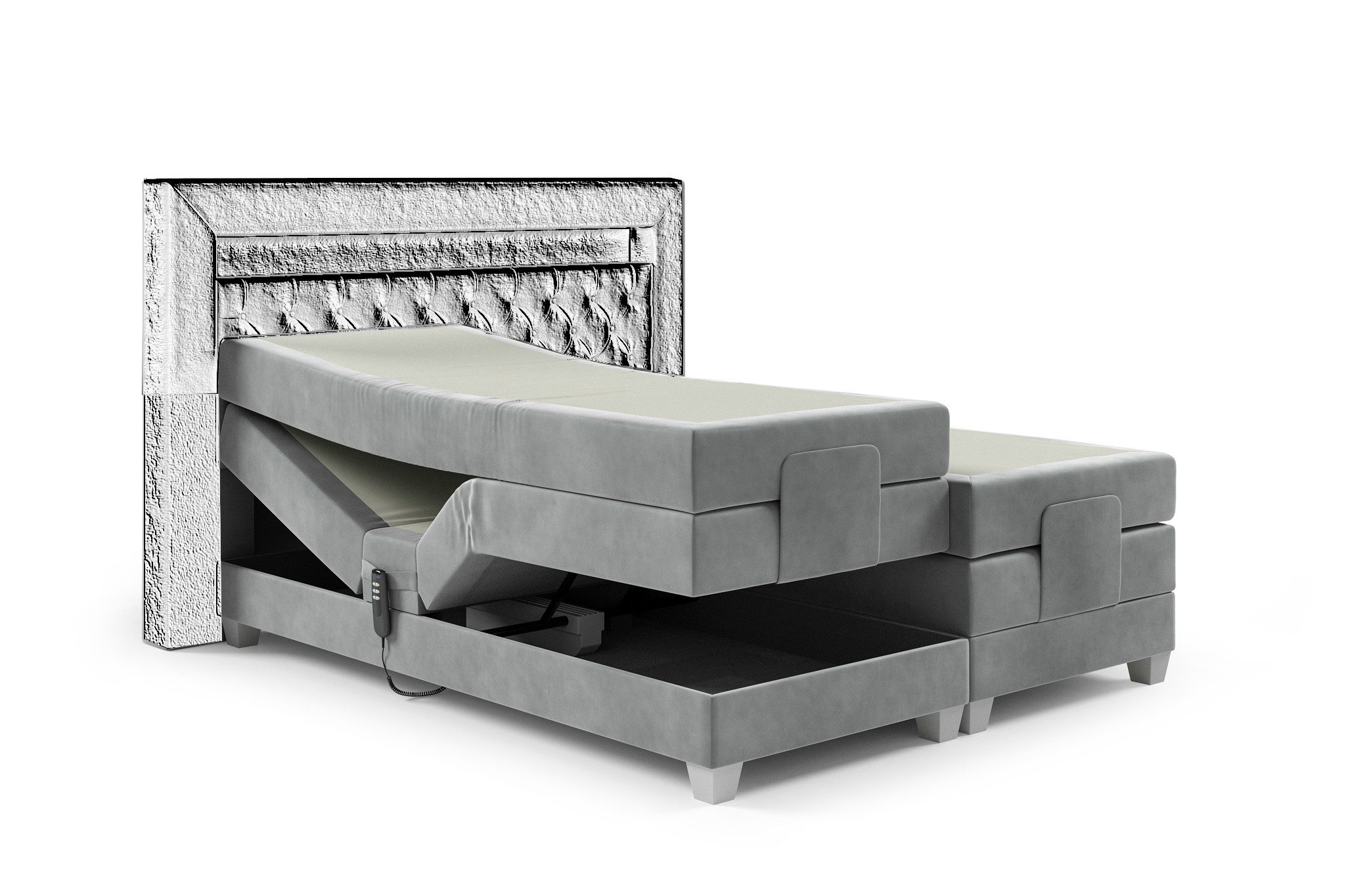 Fun Möbel Boxspringbett Schlafzimmerbett DAVIDE Elektrisch in Stoff Fresh (inkl. Topper), Matratzen elektrisch verstellbar