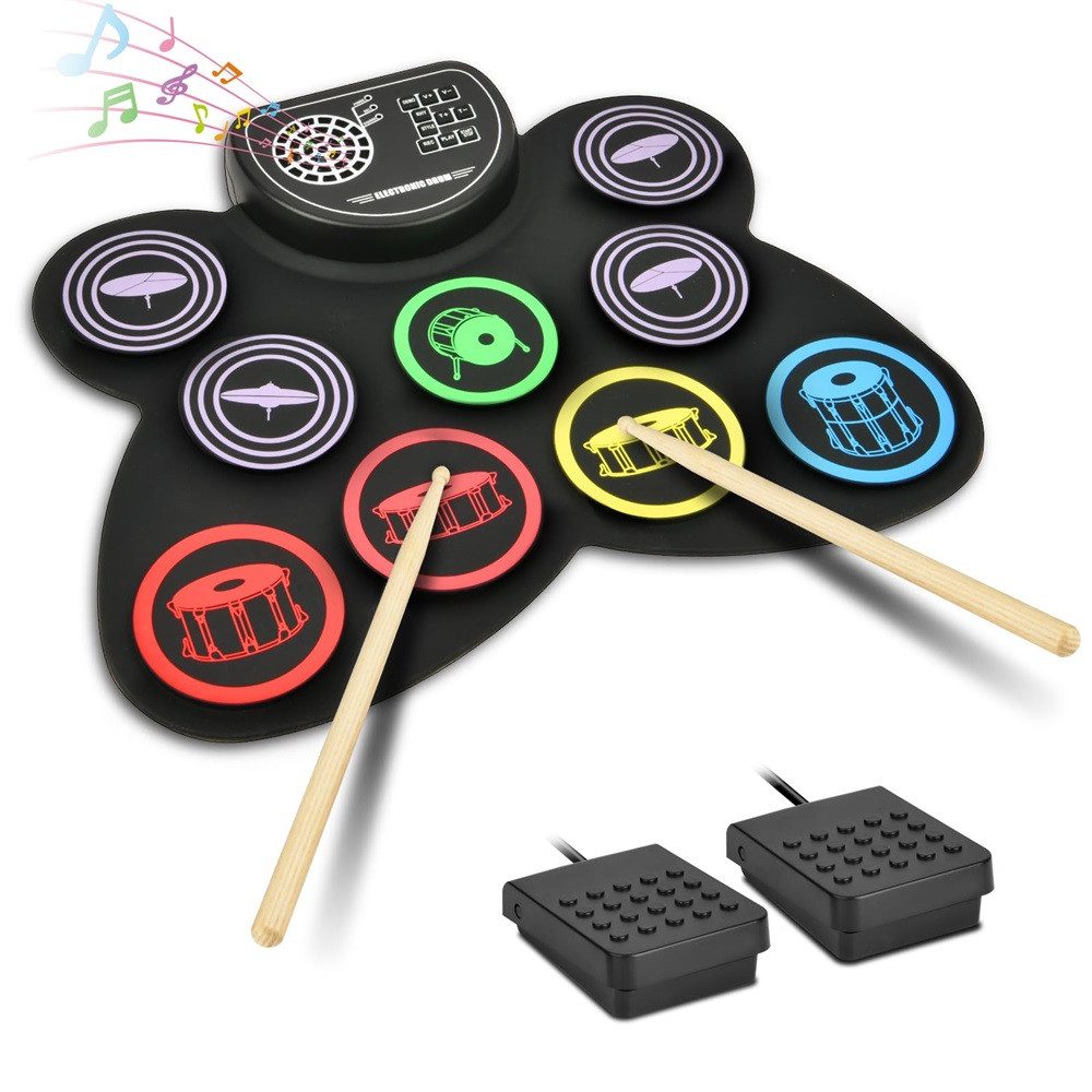 Digital Drums Elektronisches Schlagzeugset,mit 9 Pads und 3,5-mm-Kopfhöreranschluss