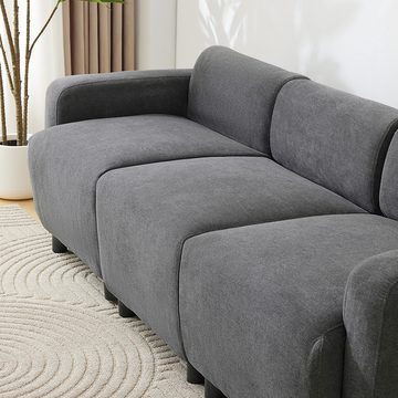 HAUSS SPLOE Sofa modernes Design, 3-Sitzer-Sofa mit Dekokissen, Armlehnen, Grau